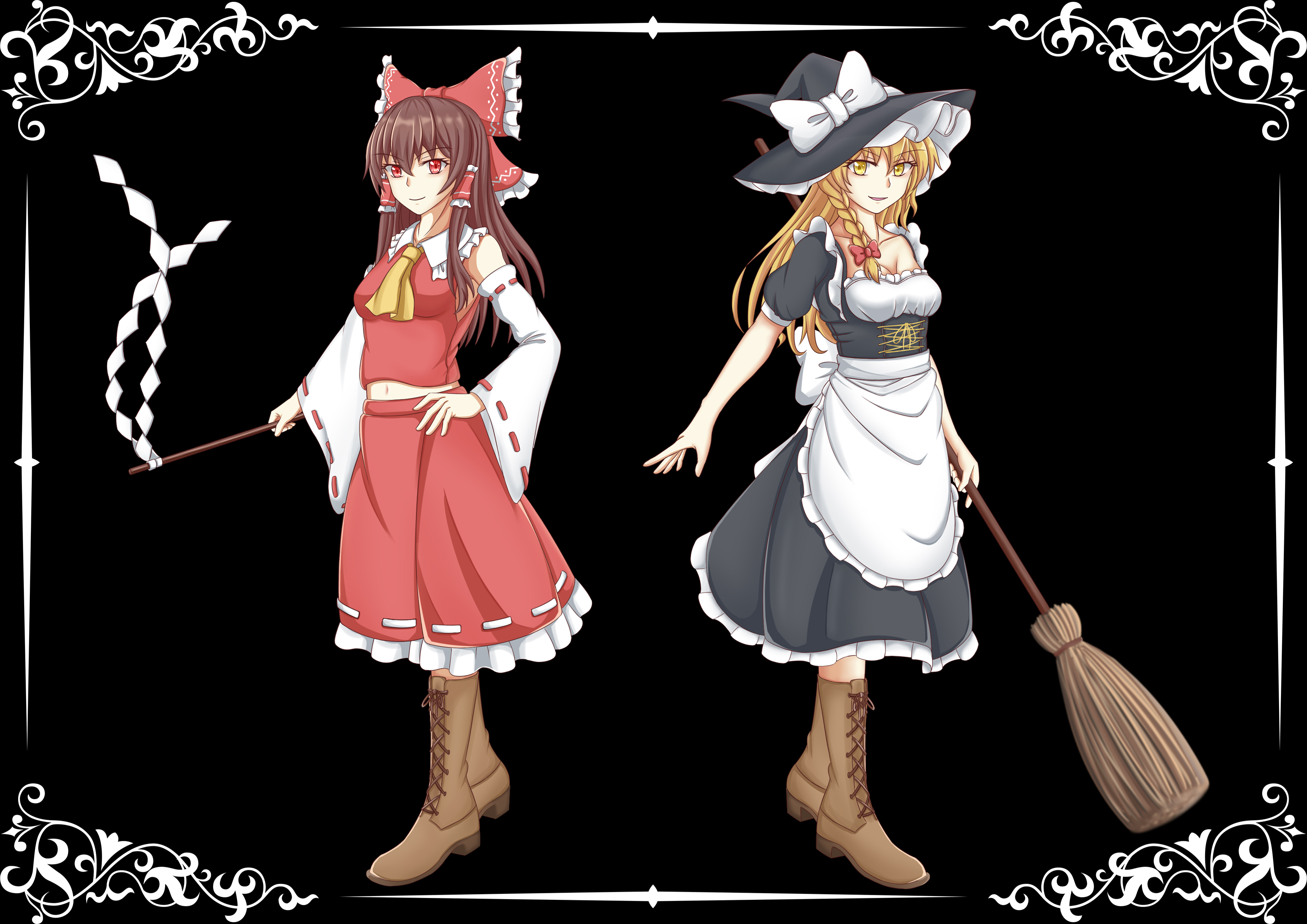 Reimu Hakurei and Marisa Kirisame from Touhou HD Wallpaper