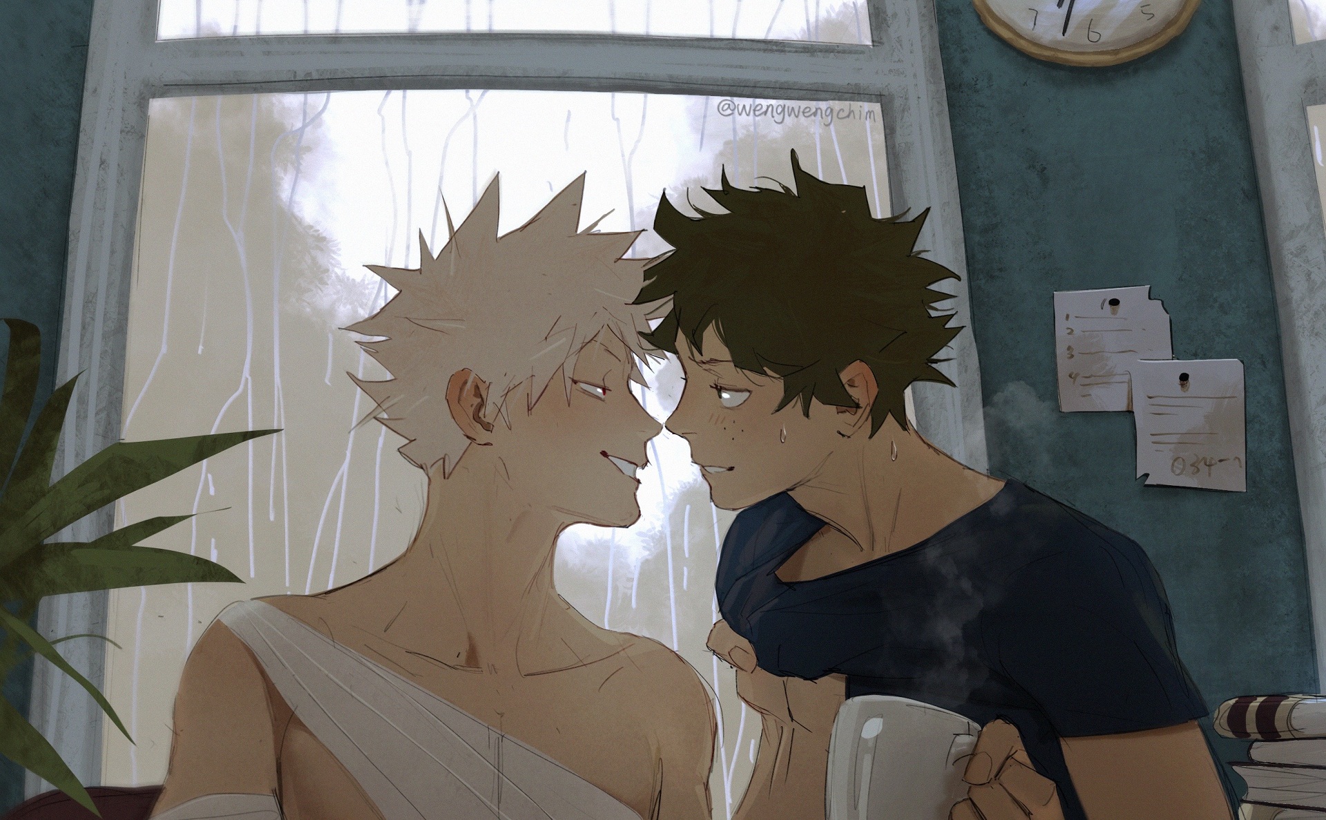 Izuku Midoriya and Katsuki Bakugou from My Hero Academia HD Wallpaper