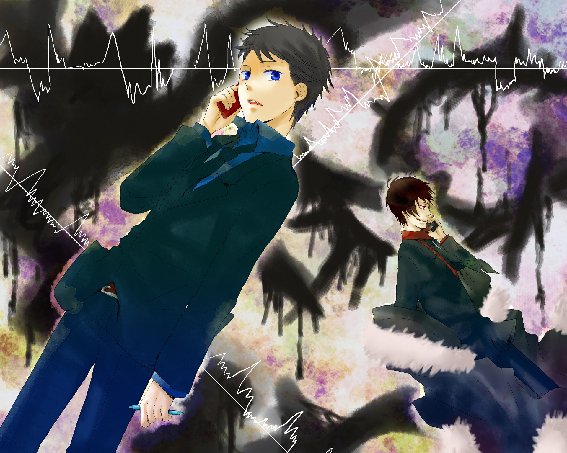 Mikado Ryūgamine and Izaya Orihara from Durarara!! HD Wallpaper