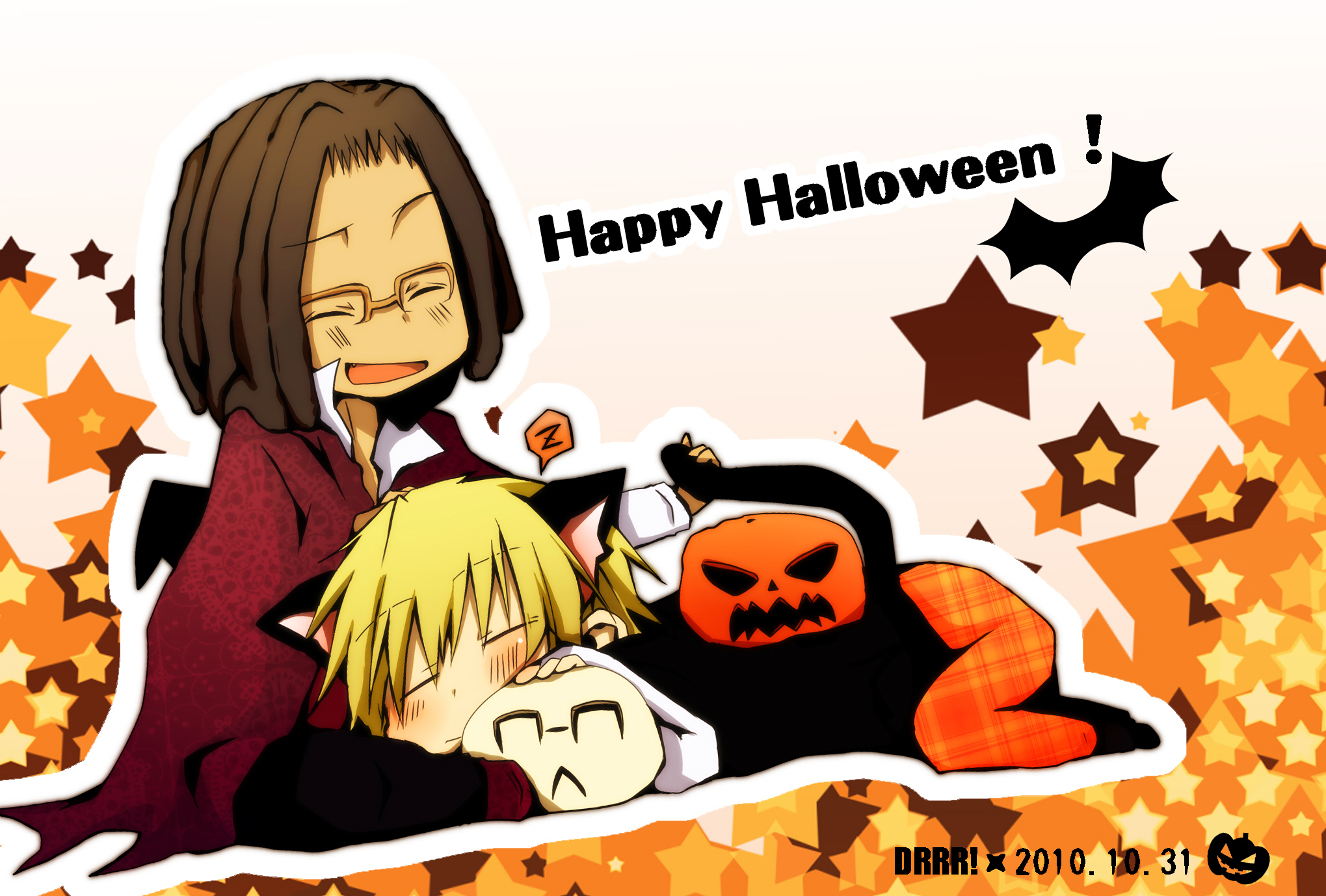 Durarara!! characters celebrating Halloween HD Wallpaper