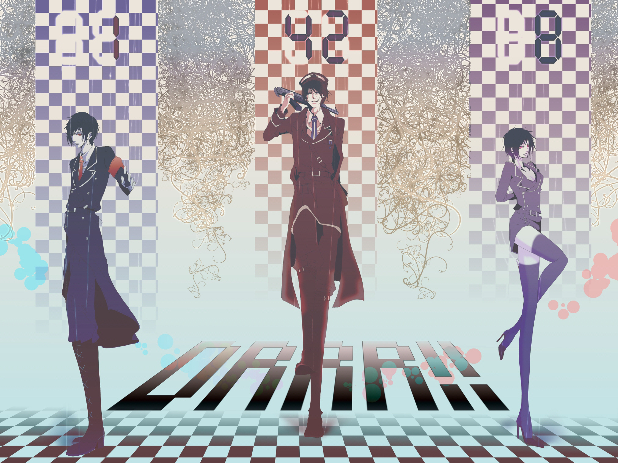 Durarara!! Characters with Numbers and Patterns HD Wallpaper