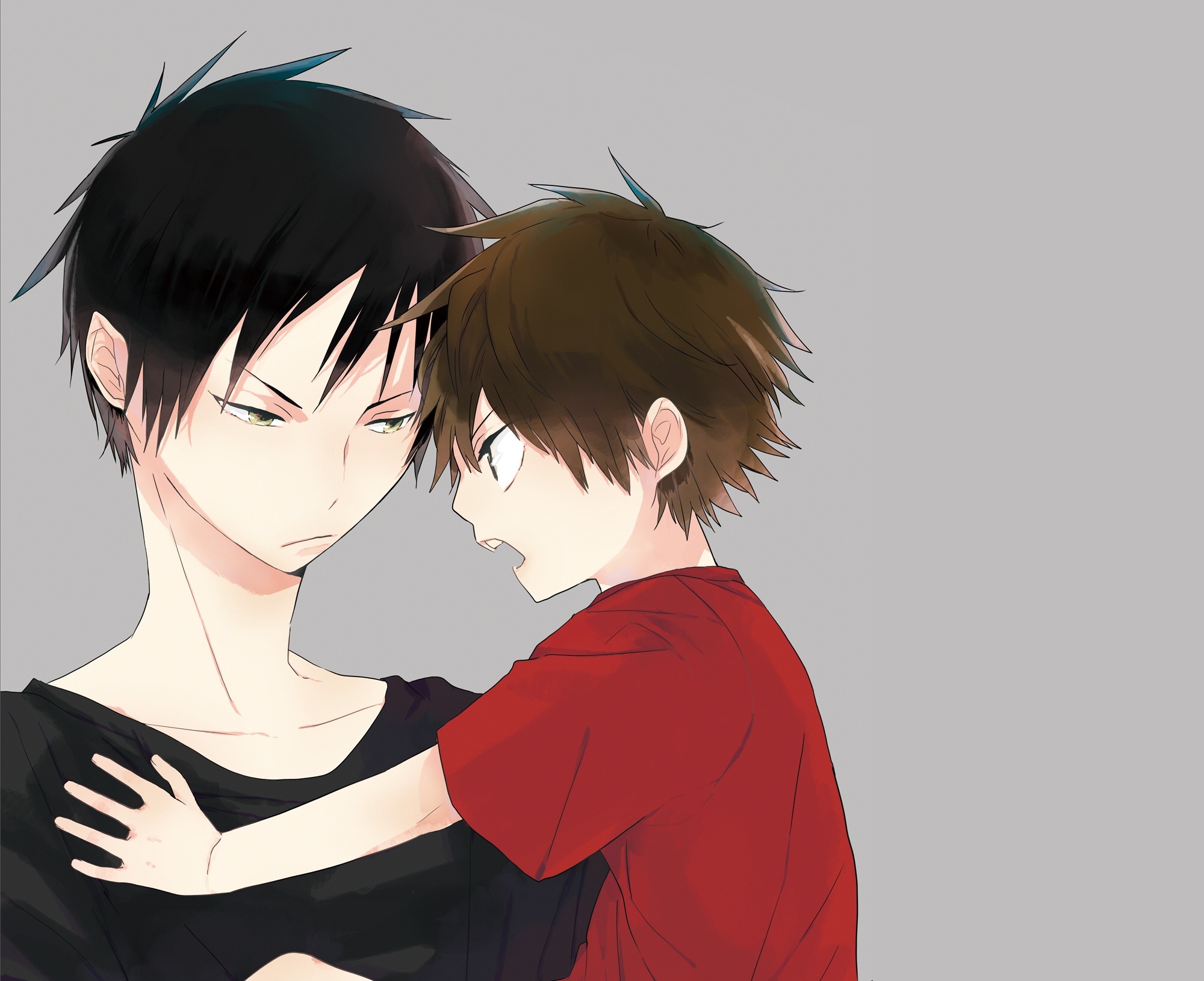 Two boys, one with black hair and one with brown hair HD Wallpaper
