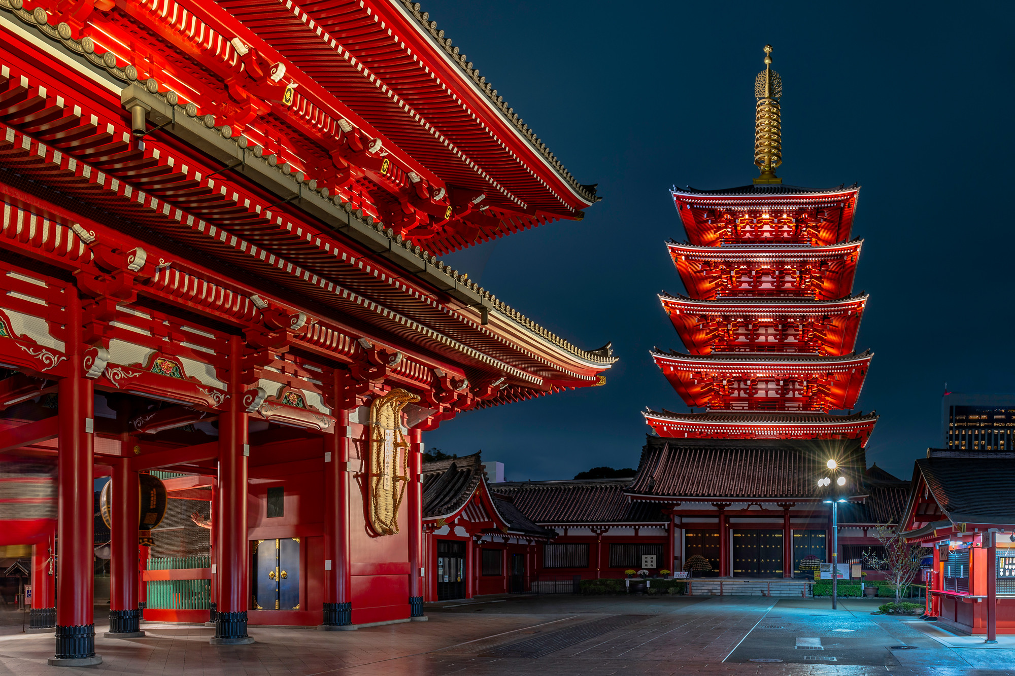 Sensō-ji Temple Pagoda at Night HD Wallpaper