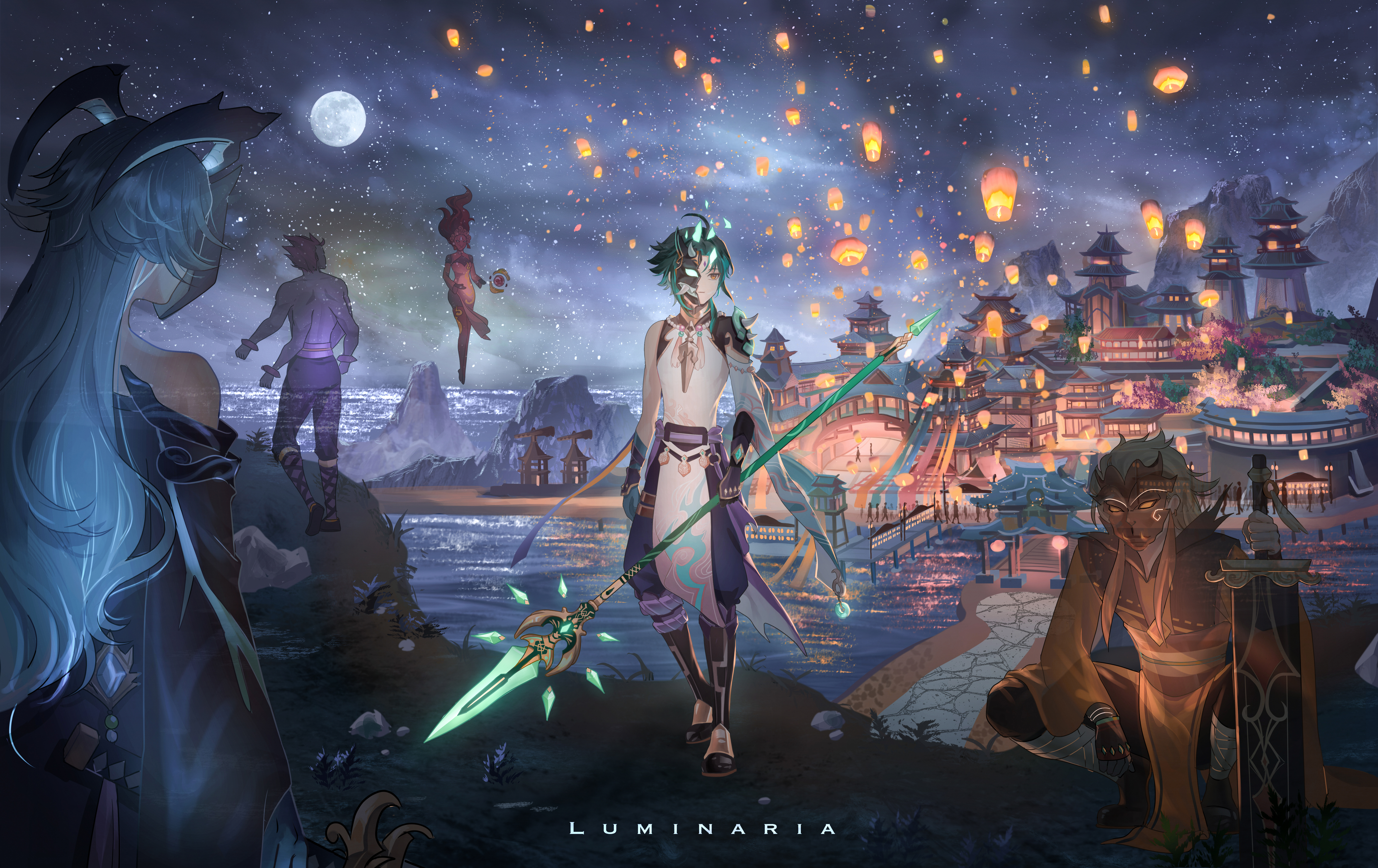 Xiao 4K Night Lantern Festival Scene HD Wallpaper