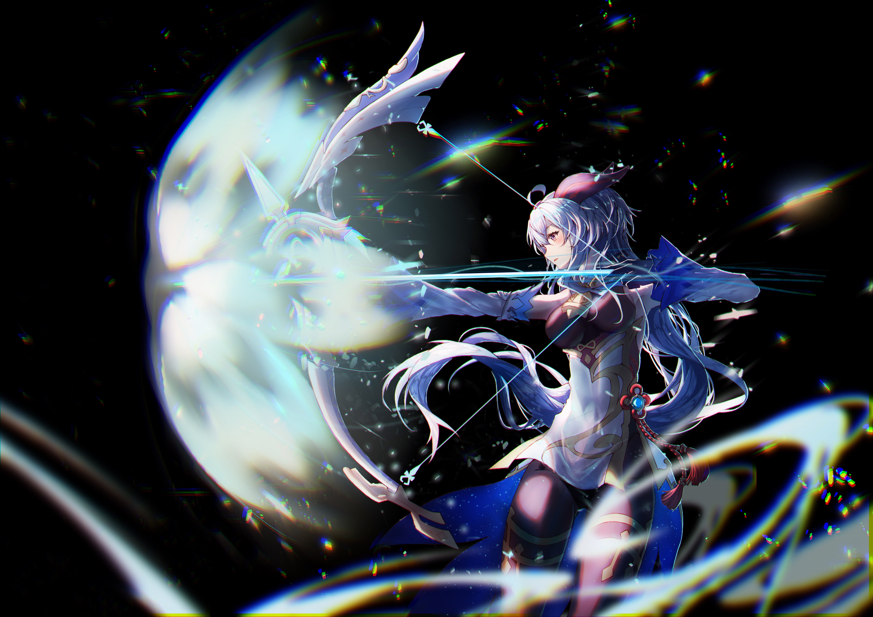 Ganyu from Genshin Impact Drawing Bow HD Wallpaper