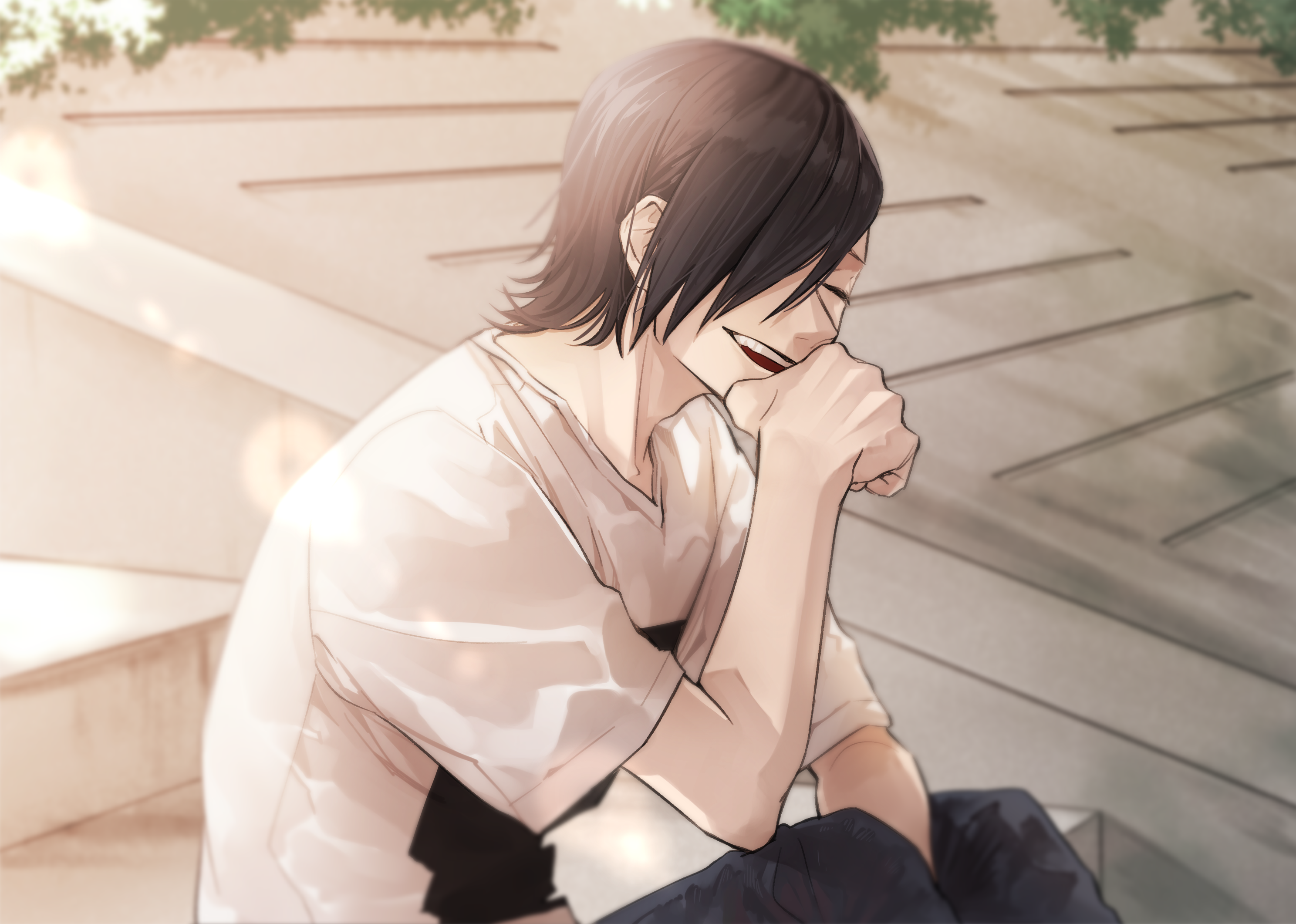 Junpei Yoshino Relaxing in Warm Sunset Light HD Wallpaper