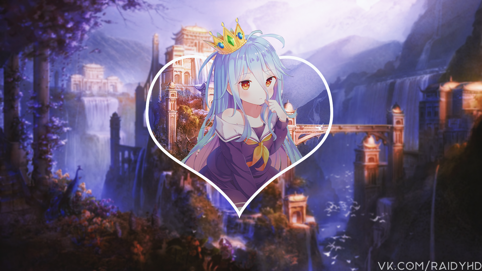 Shiro from No Game No Life with a fantasy castle background HD Wallpaper