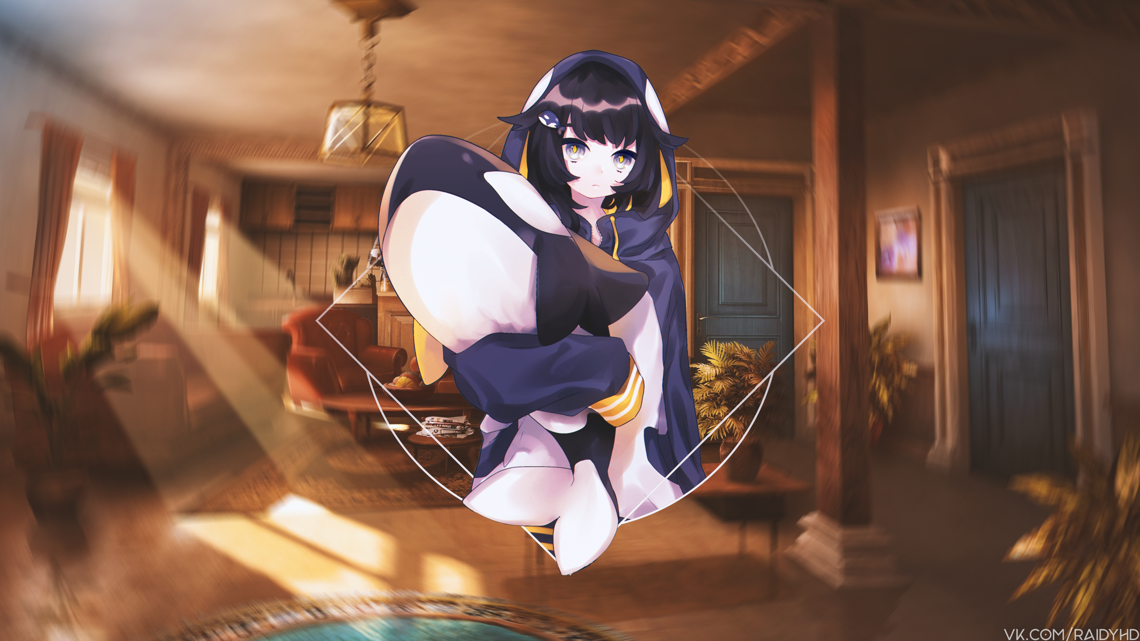 Girl with Black Hair in a Room 4K HD Wallpaper