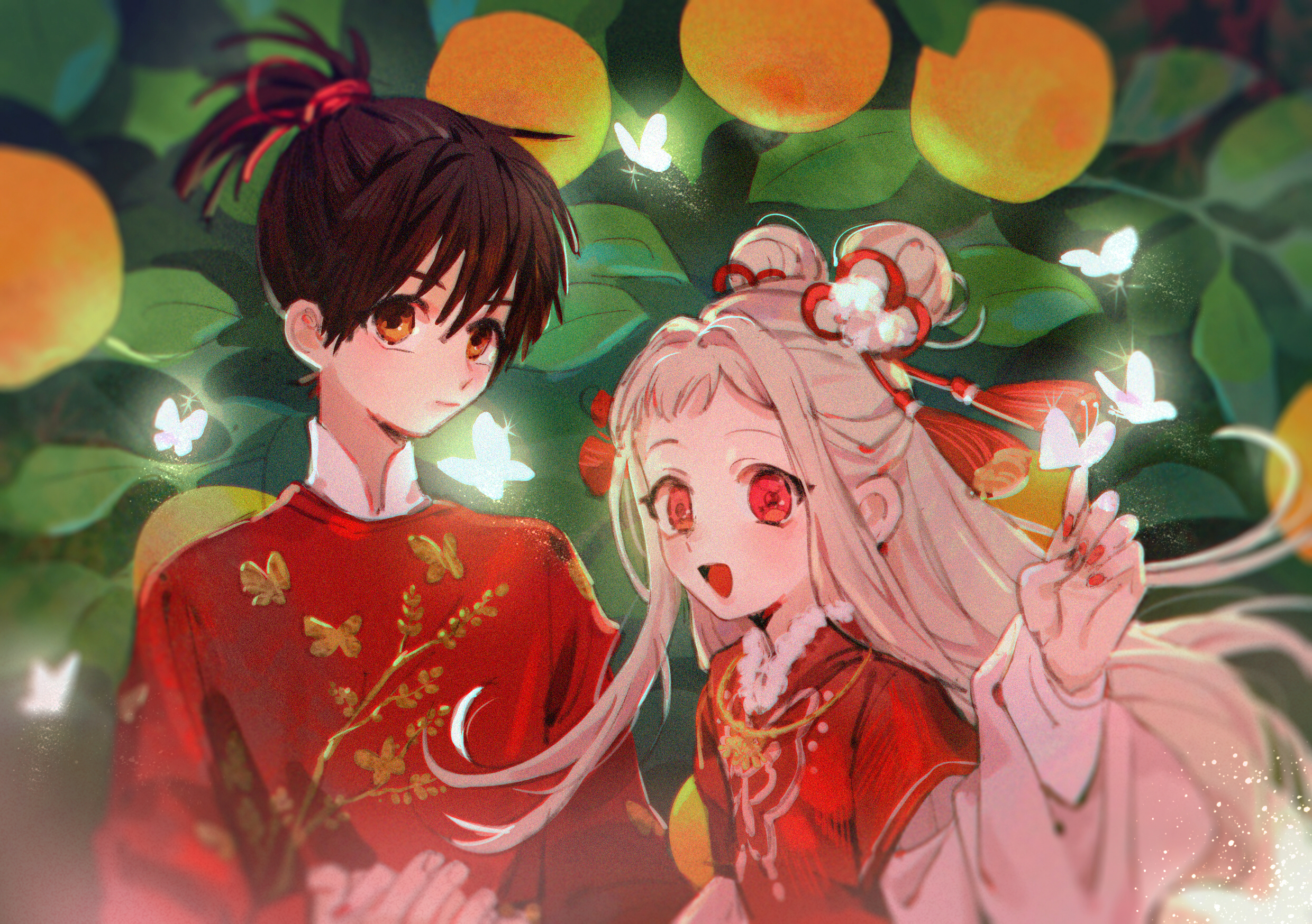 Hanako-kun and Yashiro Nene in traditional Chinese attire HD Wallpaper