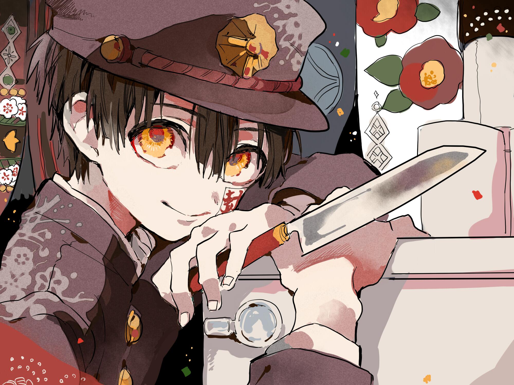 Hanako-kun from Jibaku Shounen Hanako-kun holding a knife HD Wallpaper