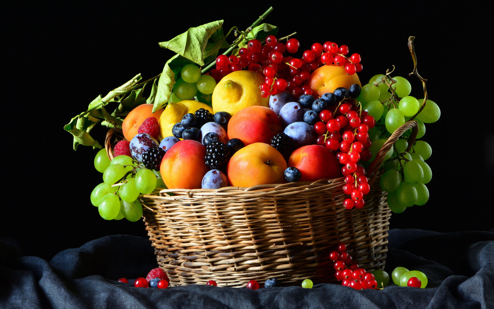 Still Life Fruit Basket HD Wallpaper