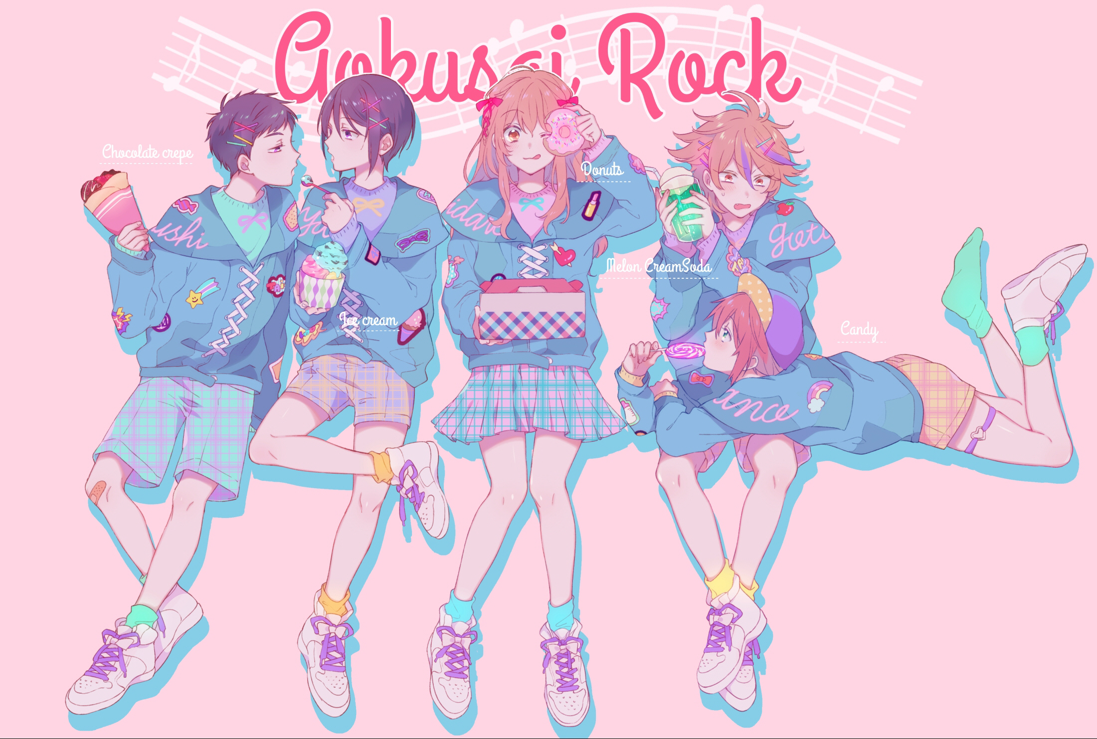 Gokusi Rock characters with sweets HD Wallpaper