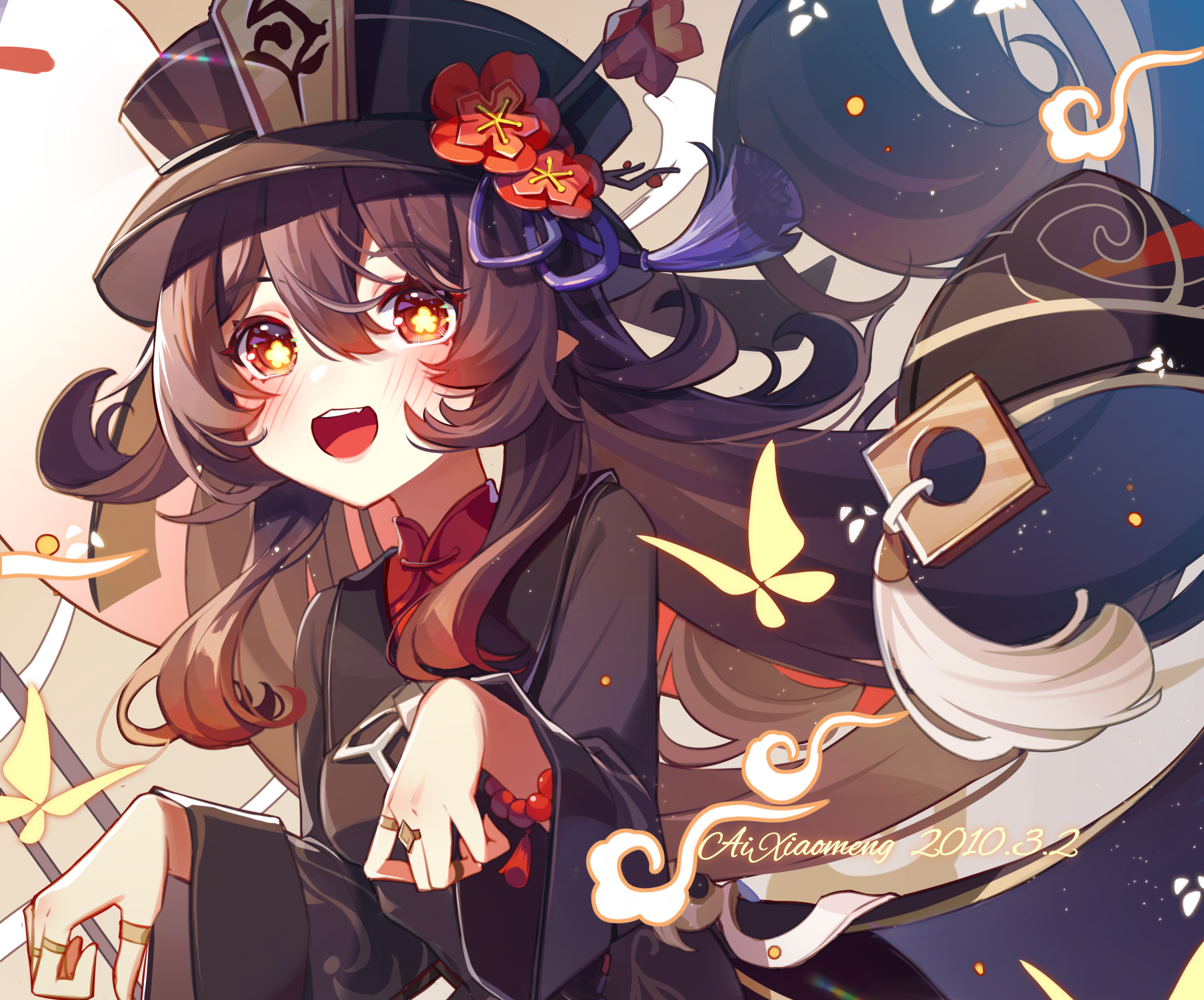 Hu Tao Vibrant Anime Portrait HD Wallpaper
