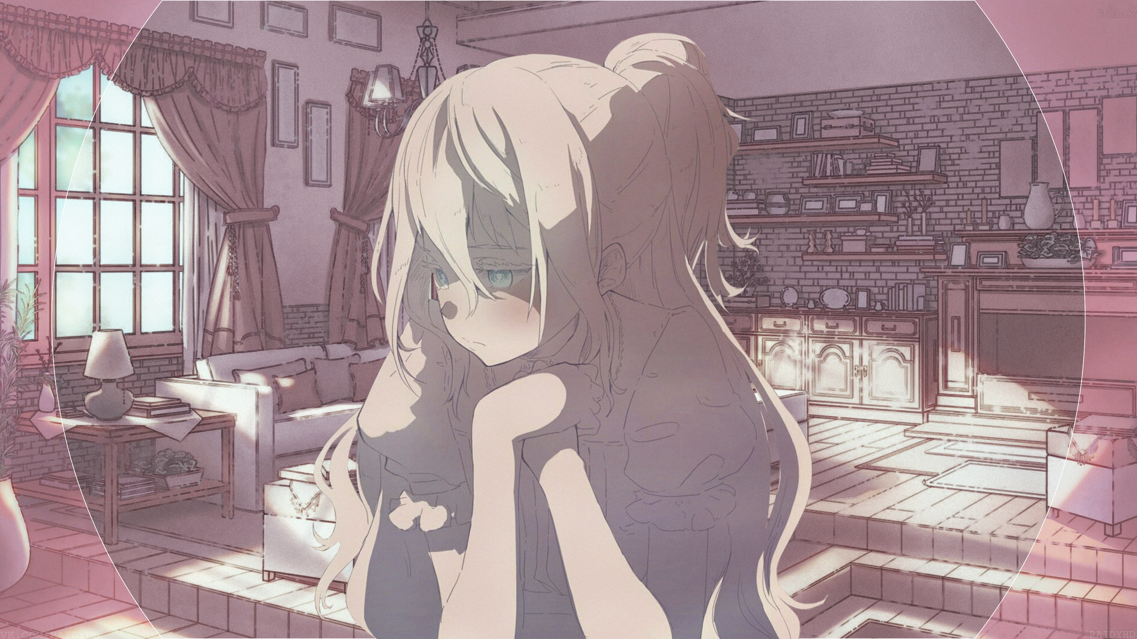 Girl with Long Hair in a Room HD Wallpaper