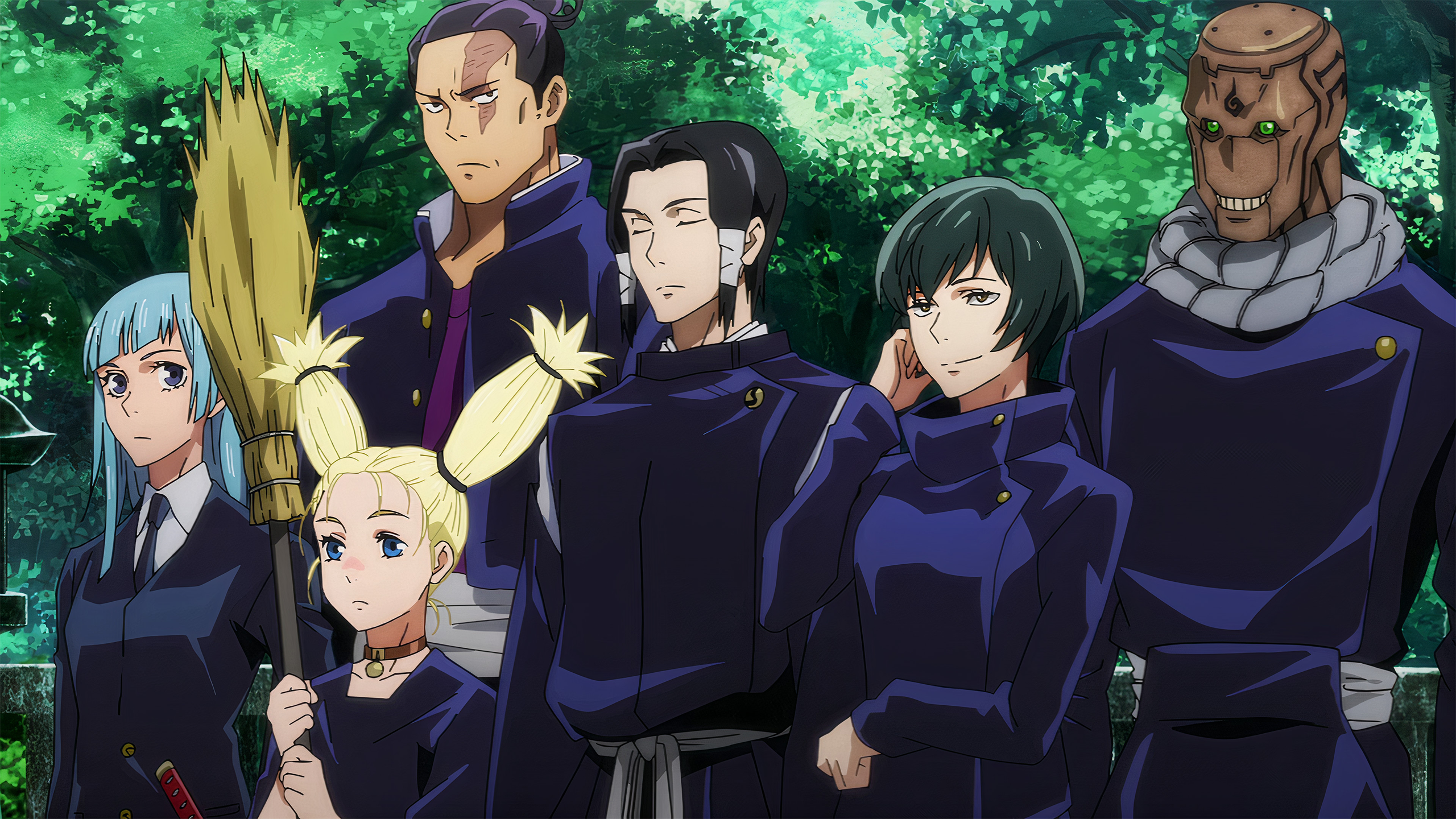 Jujutsu Kaisen characters in a forest HD Wallpaper
