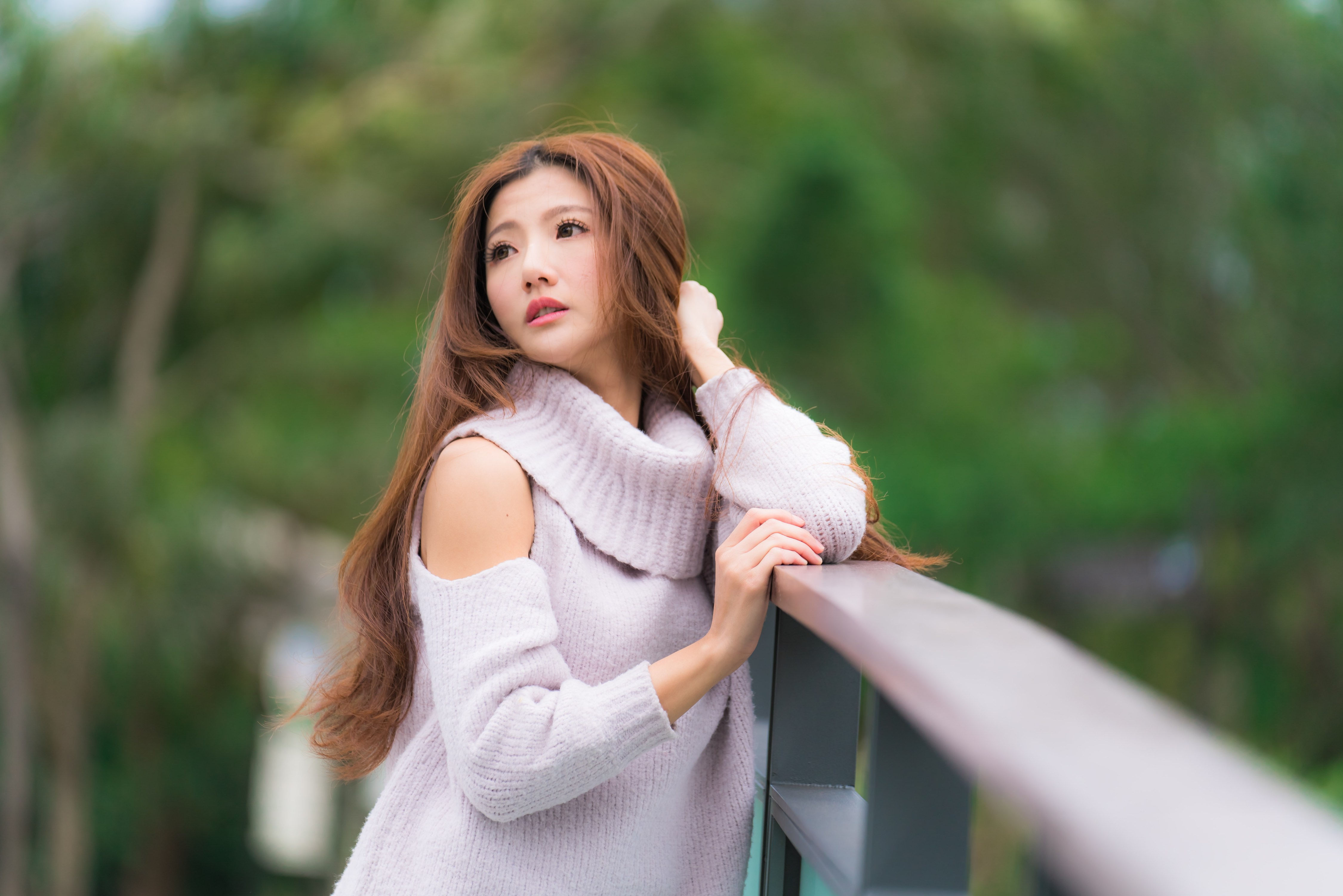 4K Portrait of Asian Woman Outdoors HD Wallpaper