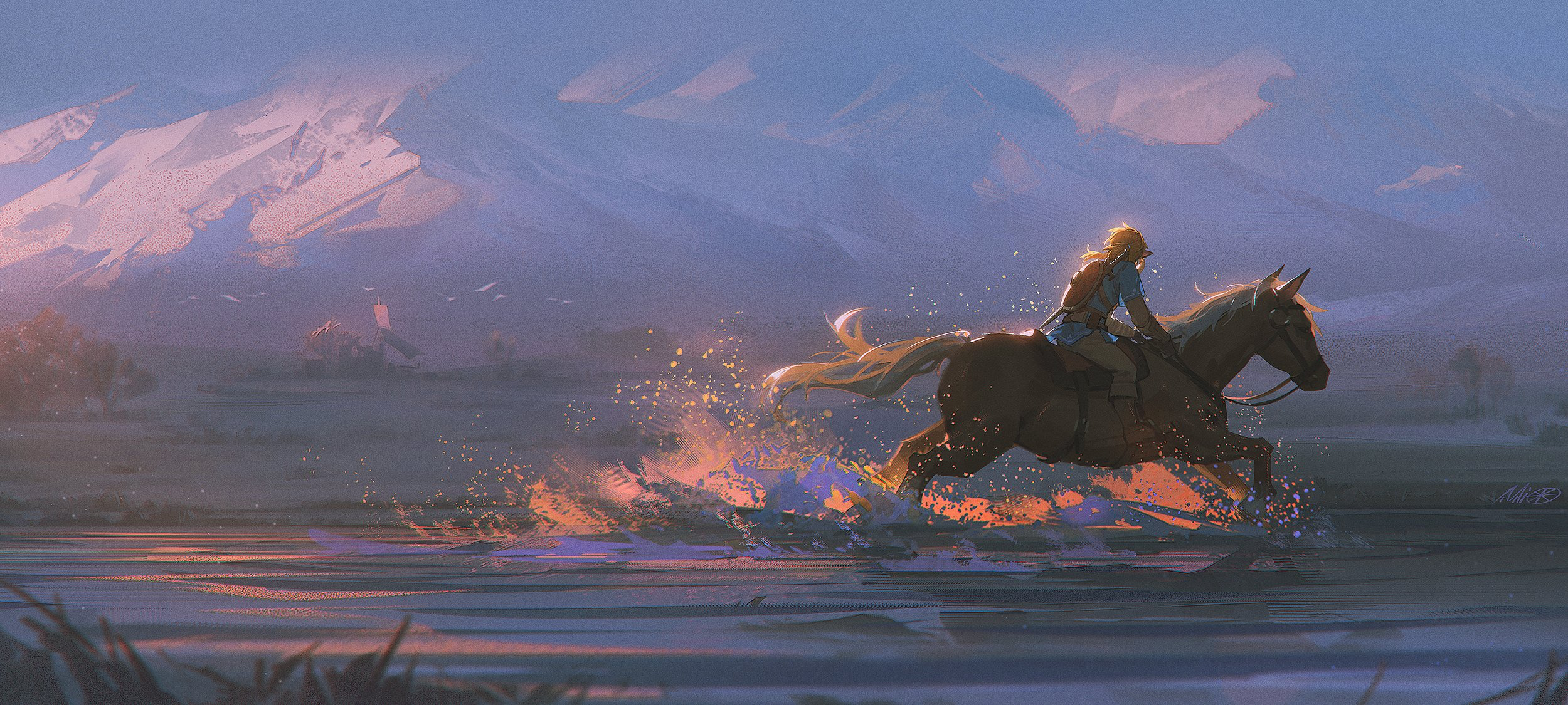 Link Riding Horse in The Legend of Zelda HD Wallpaper