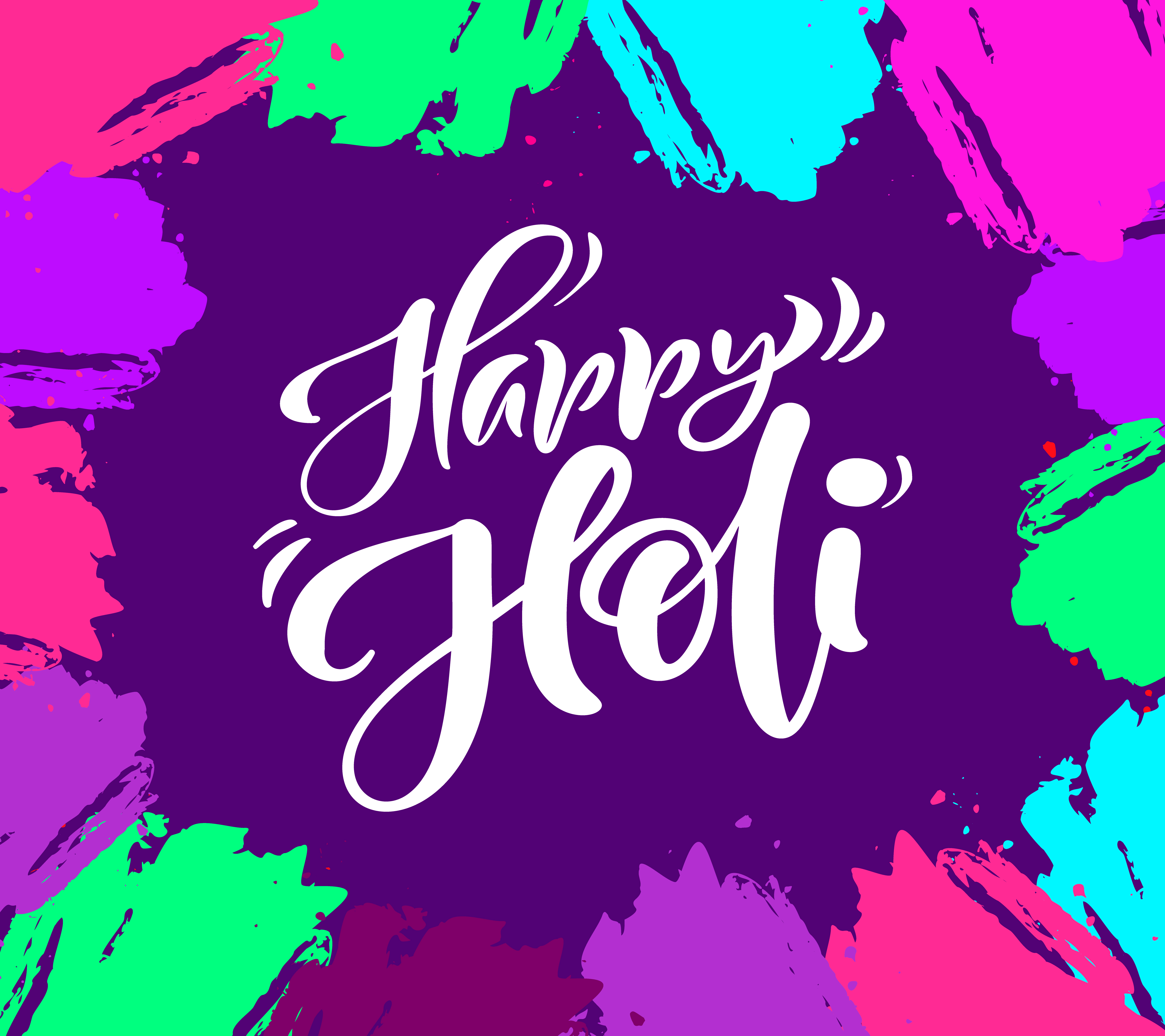 Happy Holi colorful brush strokes HD Wallpaper