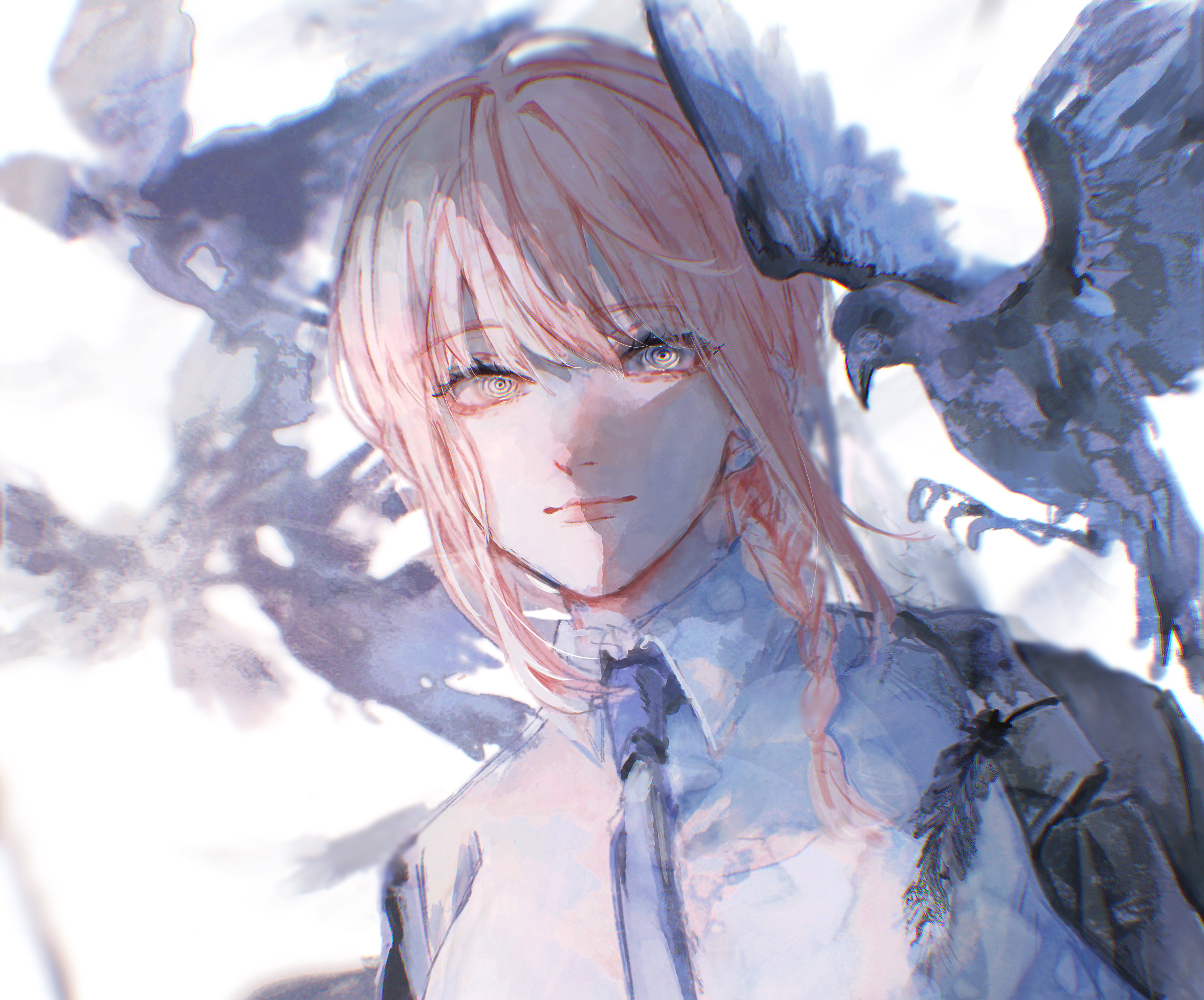Makima from Chainsaw Man with birds HD Wallpaper