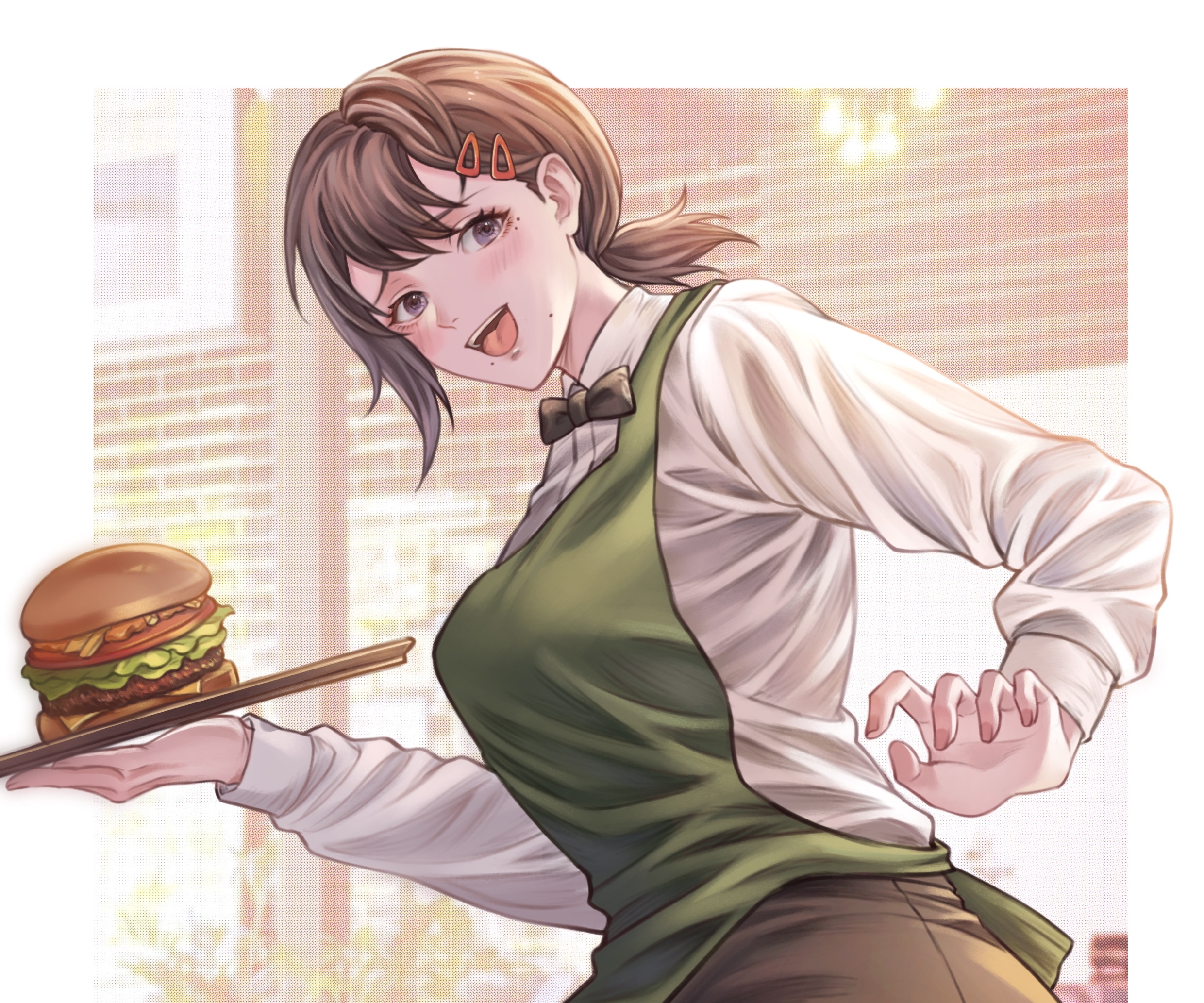 Kobeni Higashiyama Serving a Burger HD Wallpaper