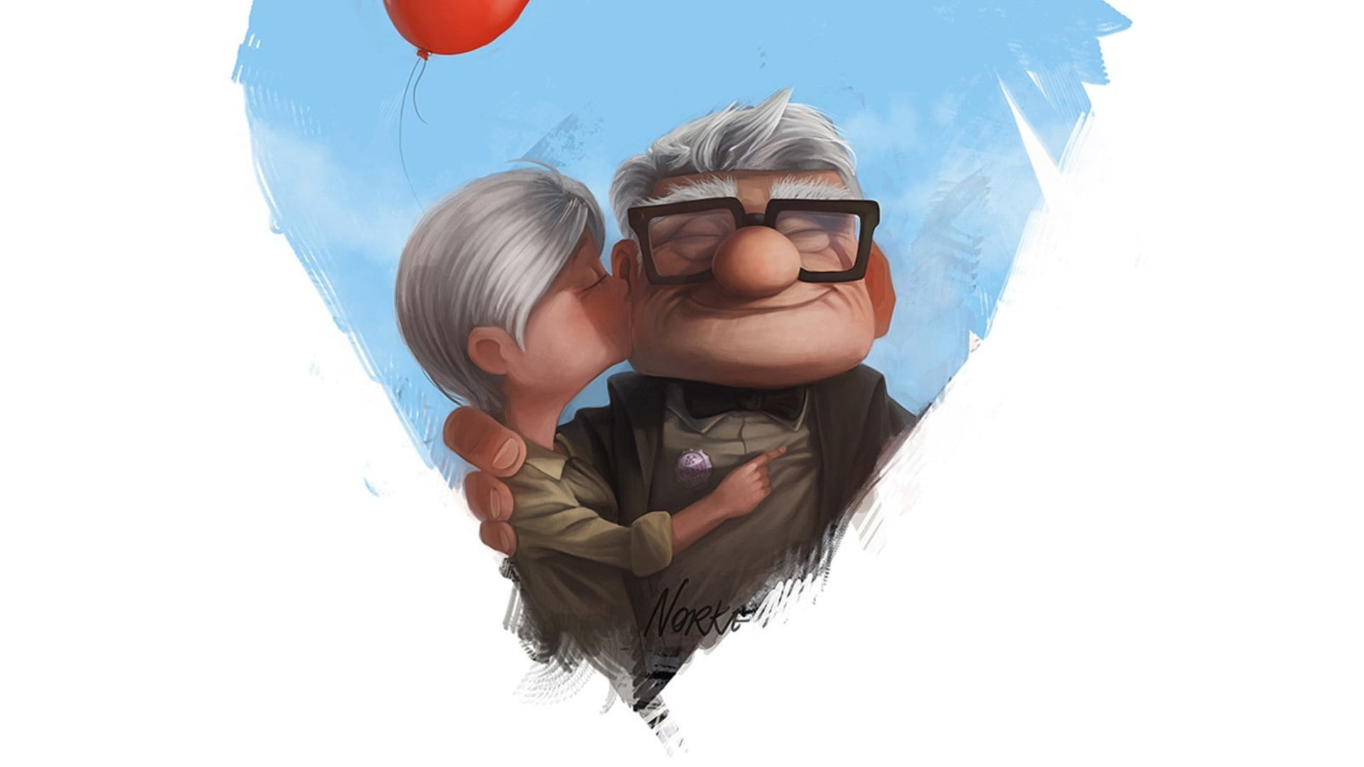 Carl and Ellie from Up with a red balloon HD Wallpaper