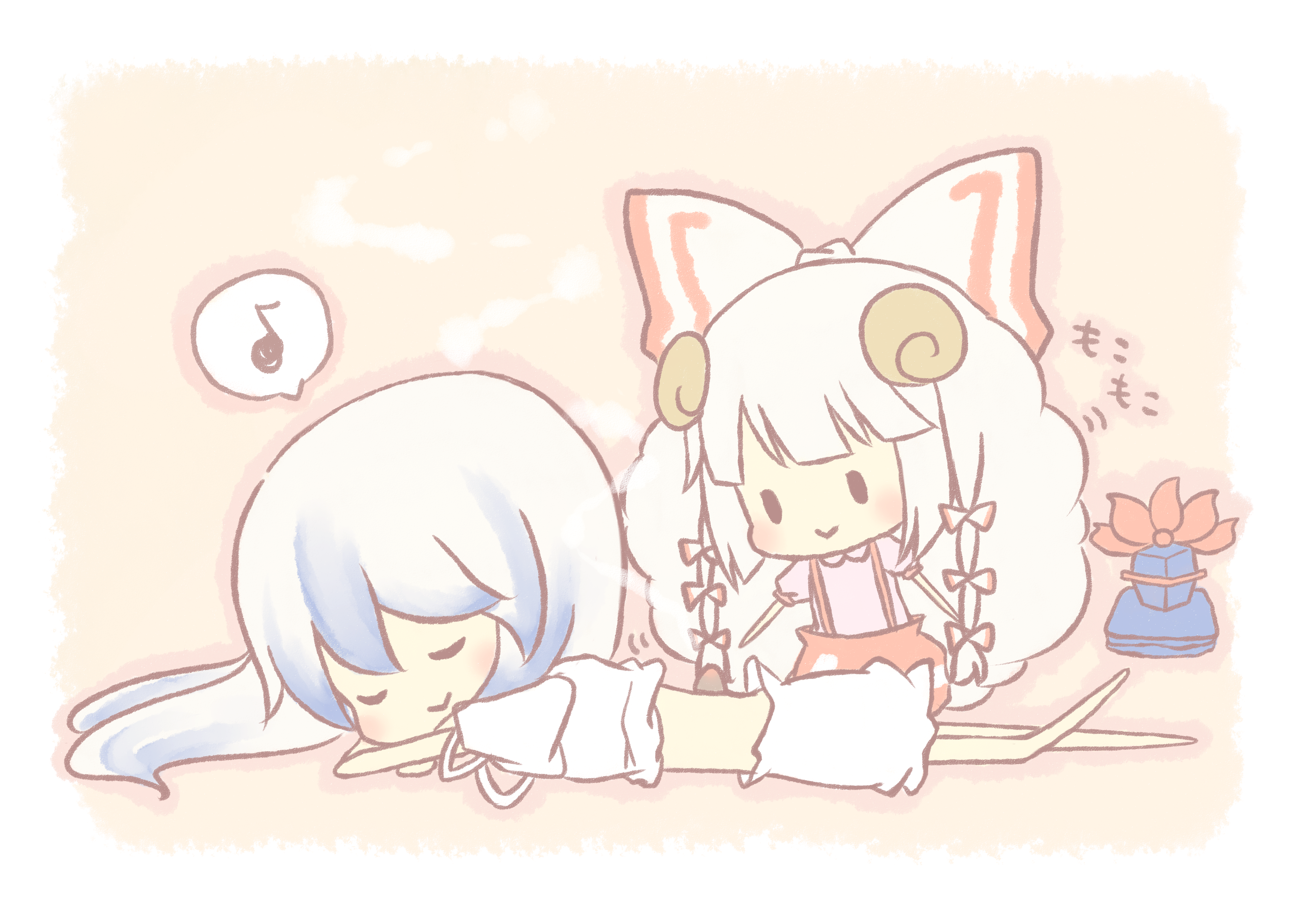 Touhou 4K: Fujiwara no Mokou and Keine Kamishirasawa HD Wallpaper