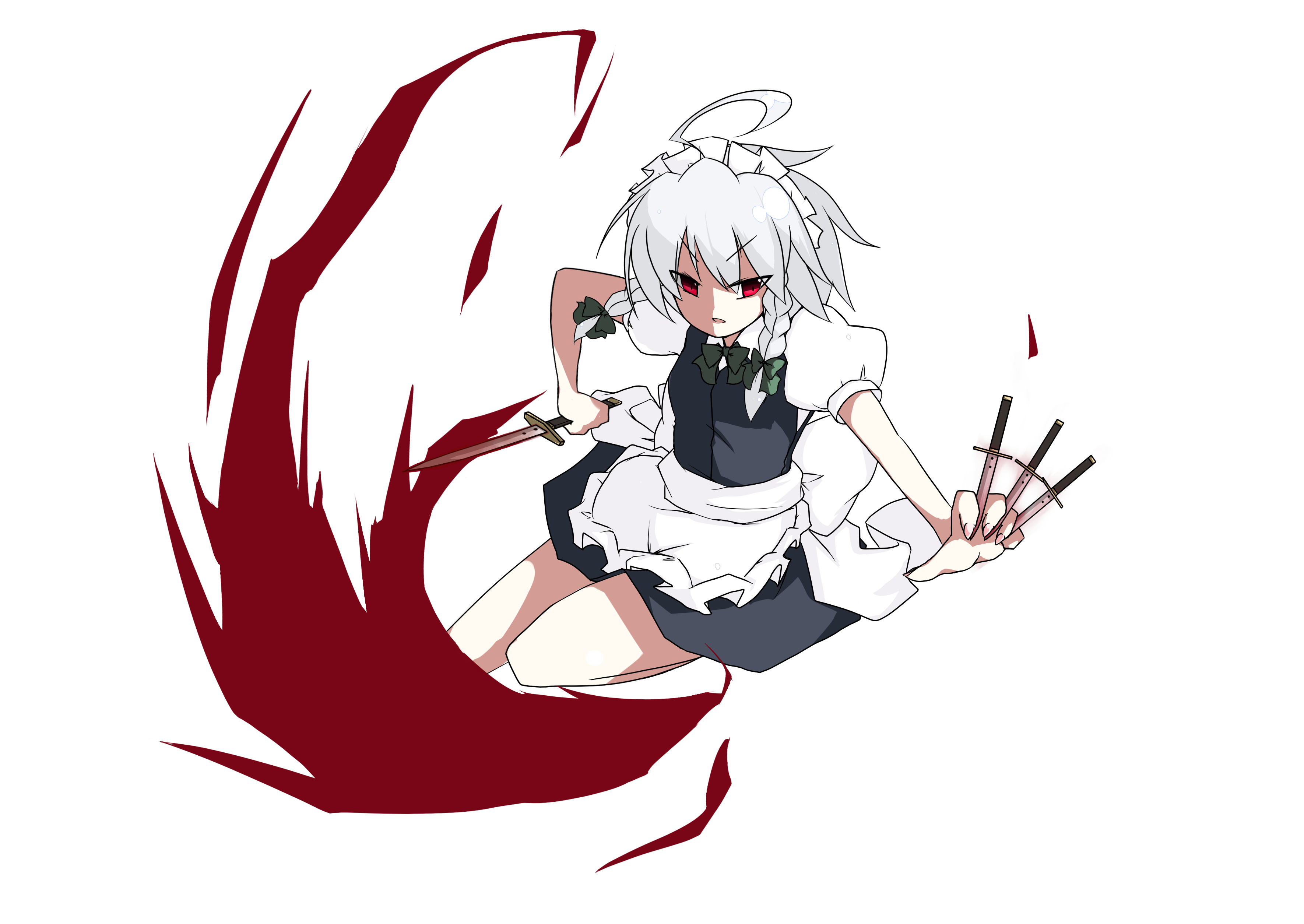 Sakuya Izayoi from Touhou with knives HD Wallpaper