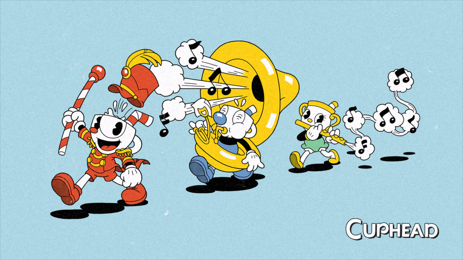 Cuphead Characters in Animated Musical Scene HD Wallpaper