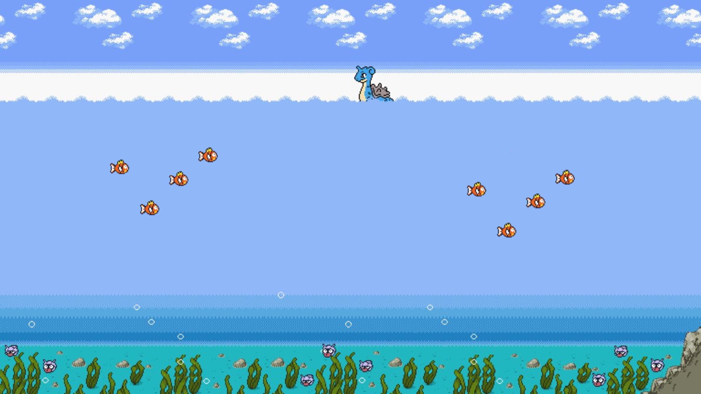 Lapras and Magikarp in Pokémon Crystal HD Wallpaper