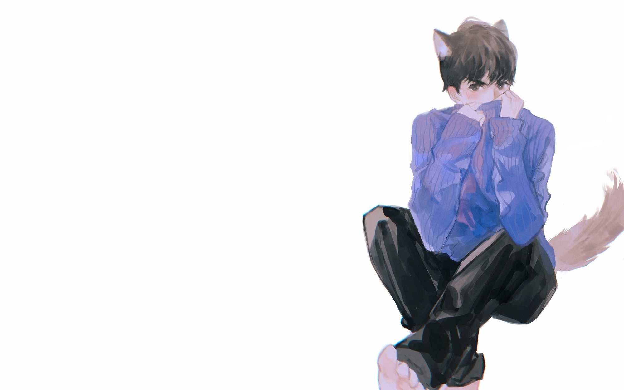 Wang Hao Xuan with wolf ears and tail HD Wallpaper