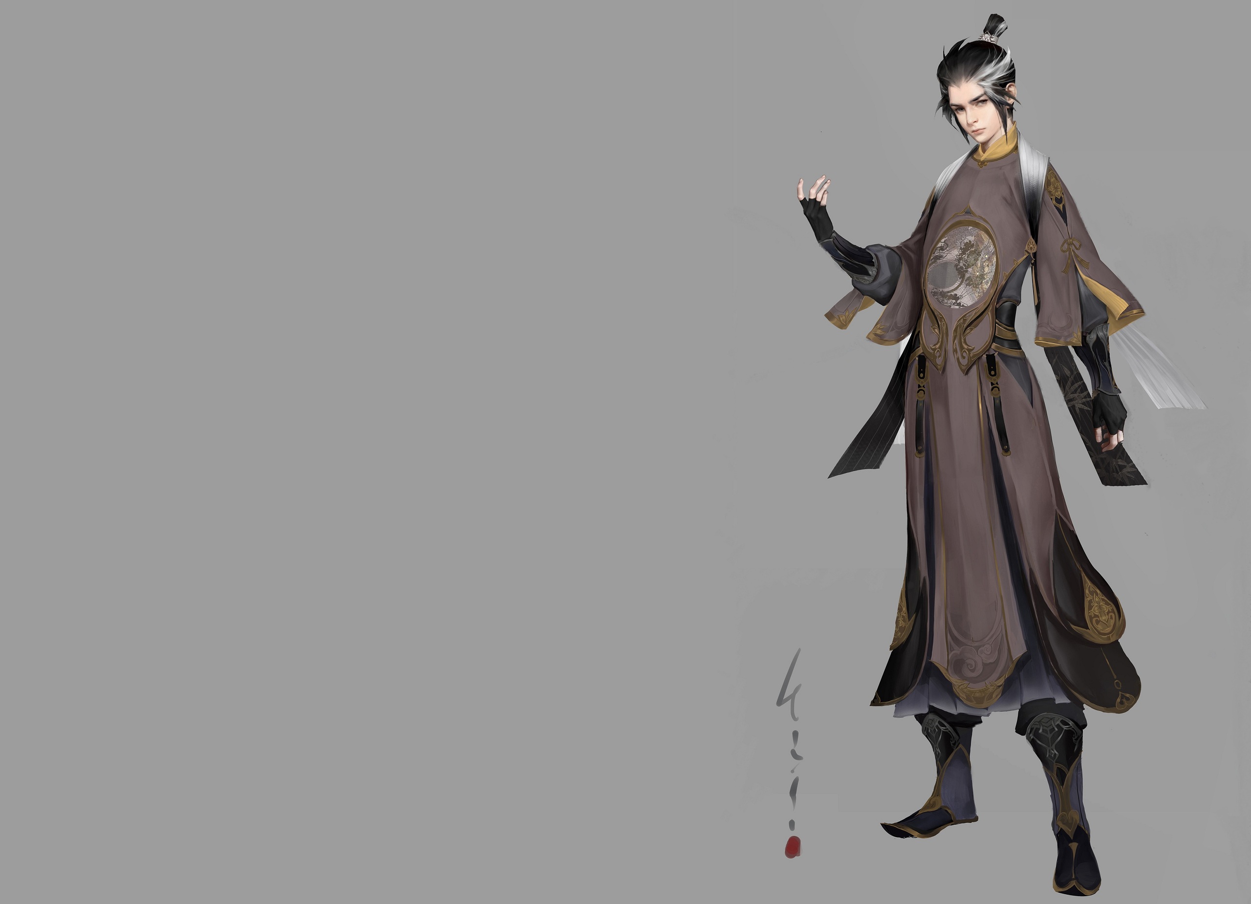 Fantasy man in traditional Chinese attire HD Wallpaper