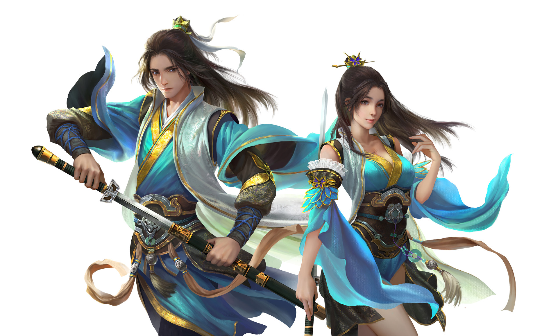 Fantasy Warriors with Swords HD Wallpaper
