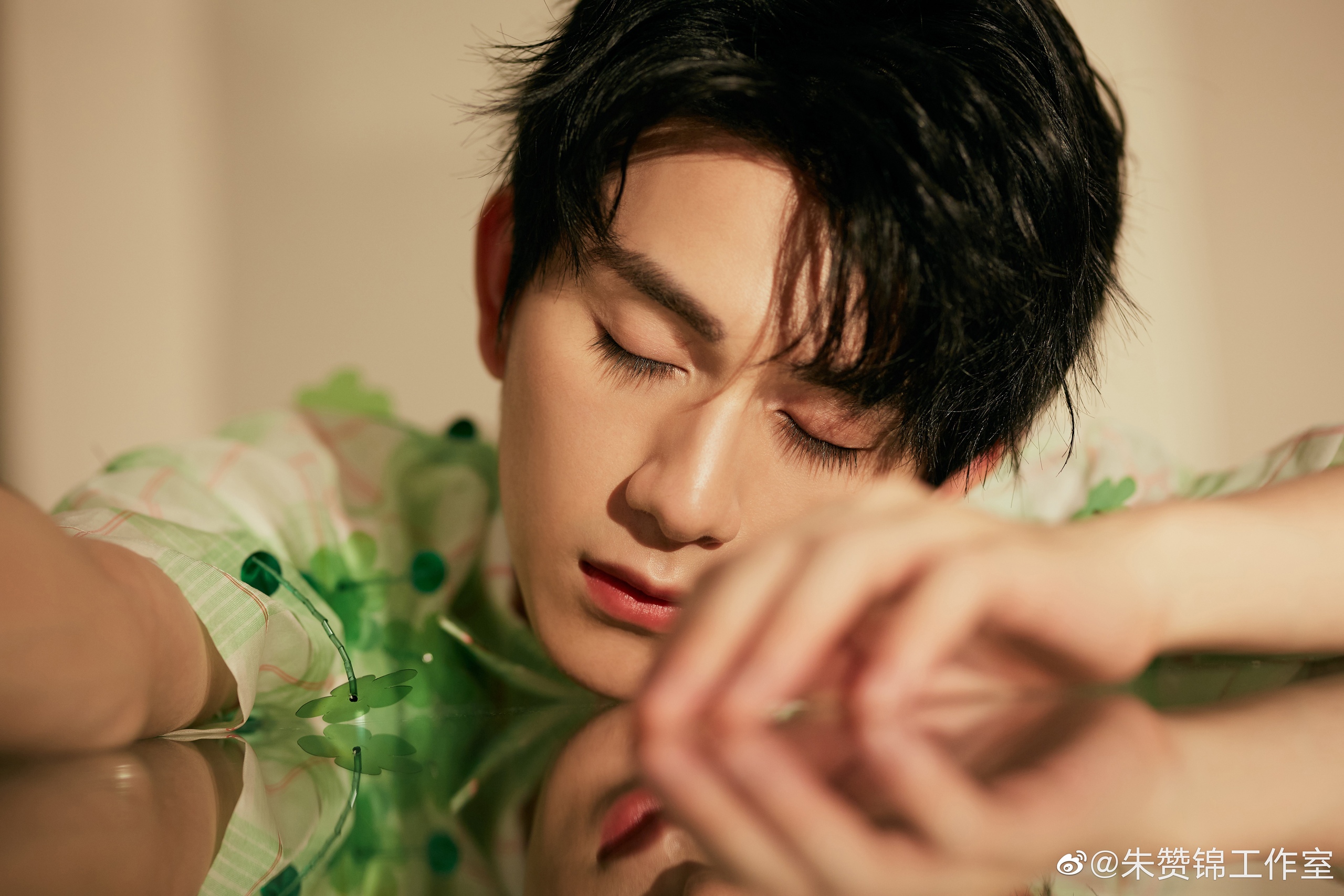 Zhu Zanjin resting his head on a reflective surface HD Wallpaper