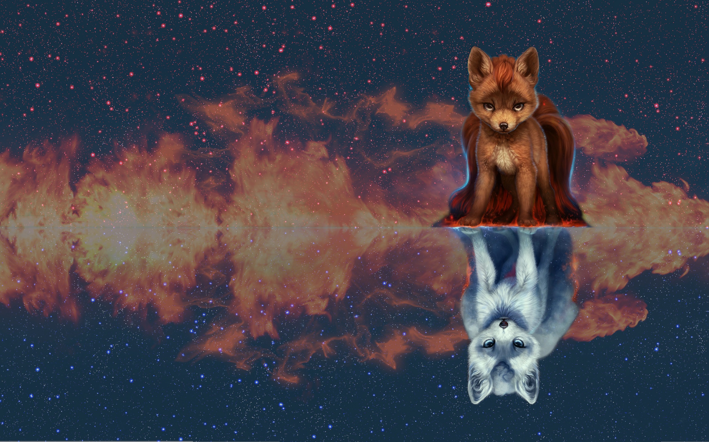 Eevee from Pokémon in a cosmic nebula HD Wallpaper