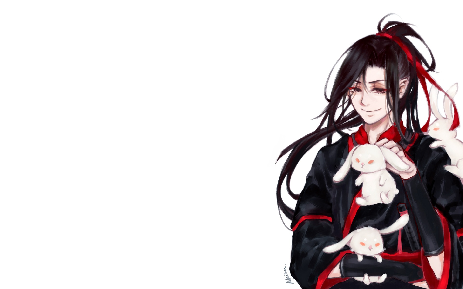 Wei Wuxian from Mo Dao Zu Shi holding bunnies HD Wallpaper