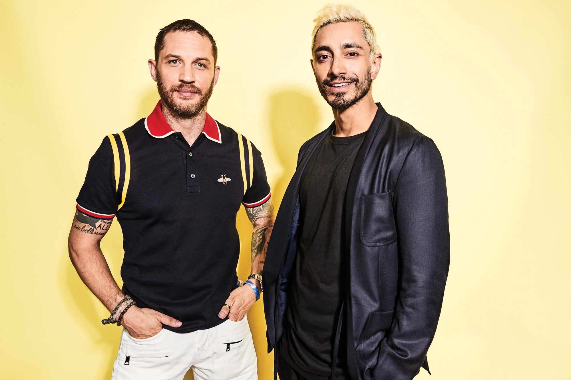 Tom Hardy and Riz Ahmed posing for a photo HD Wallpaper