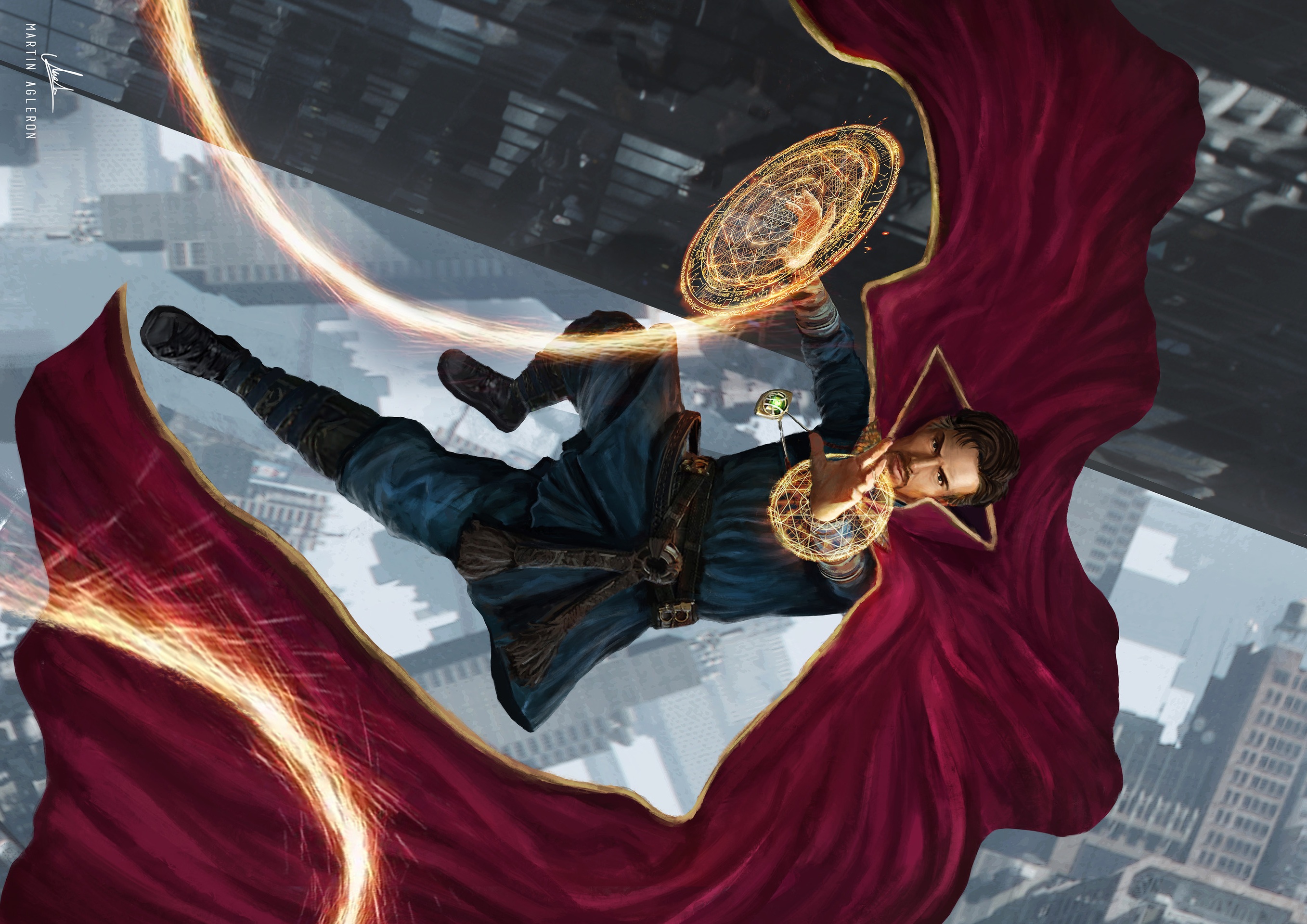 Doctor Strange from Marvel Comics casting spells HD Wallpaper