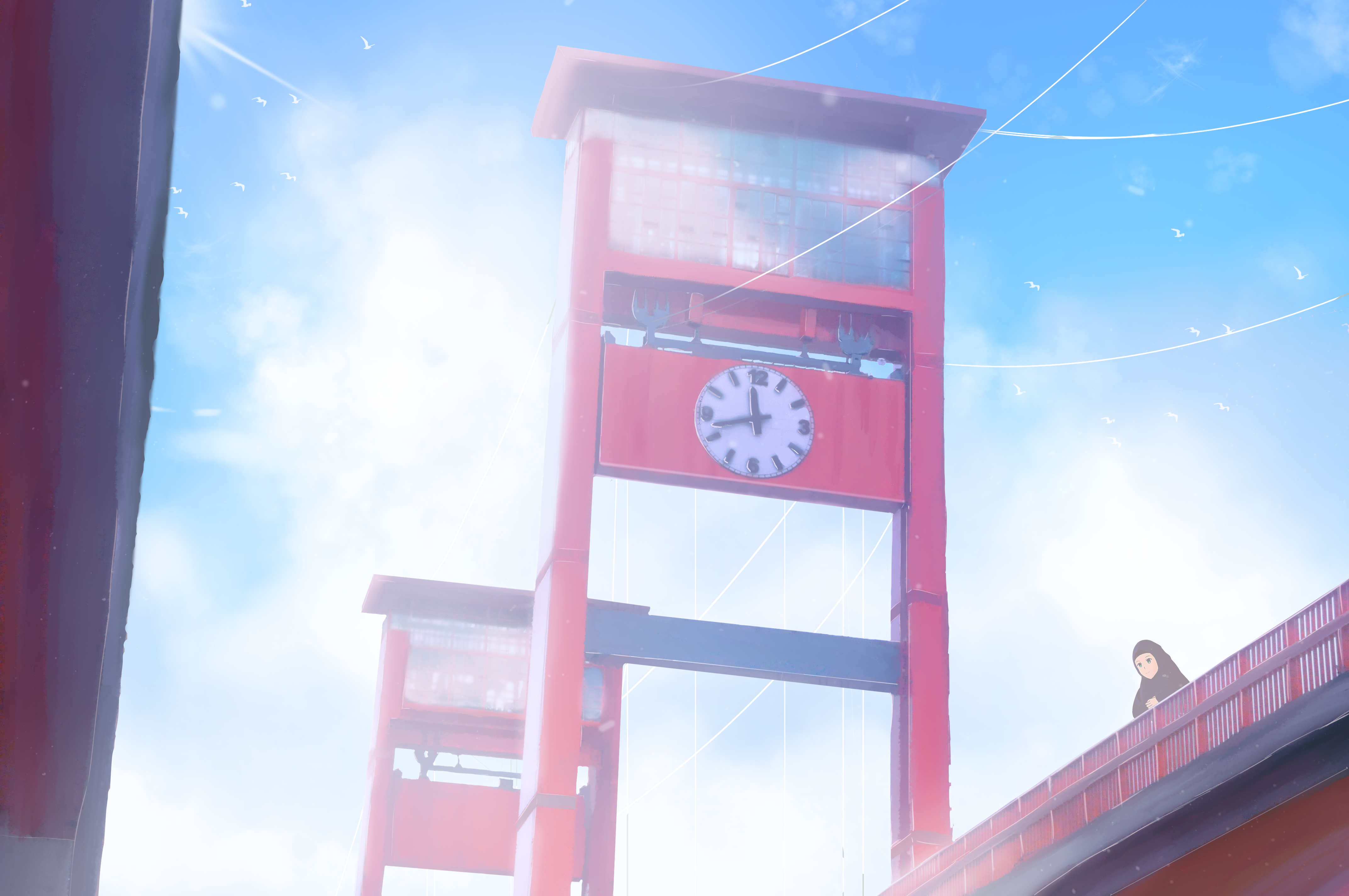 Ampera Bridge with Anime Style HD Wallpaper
