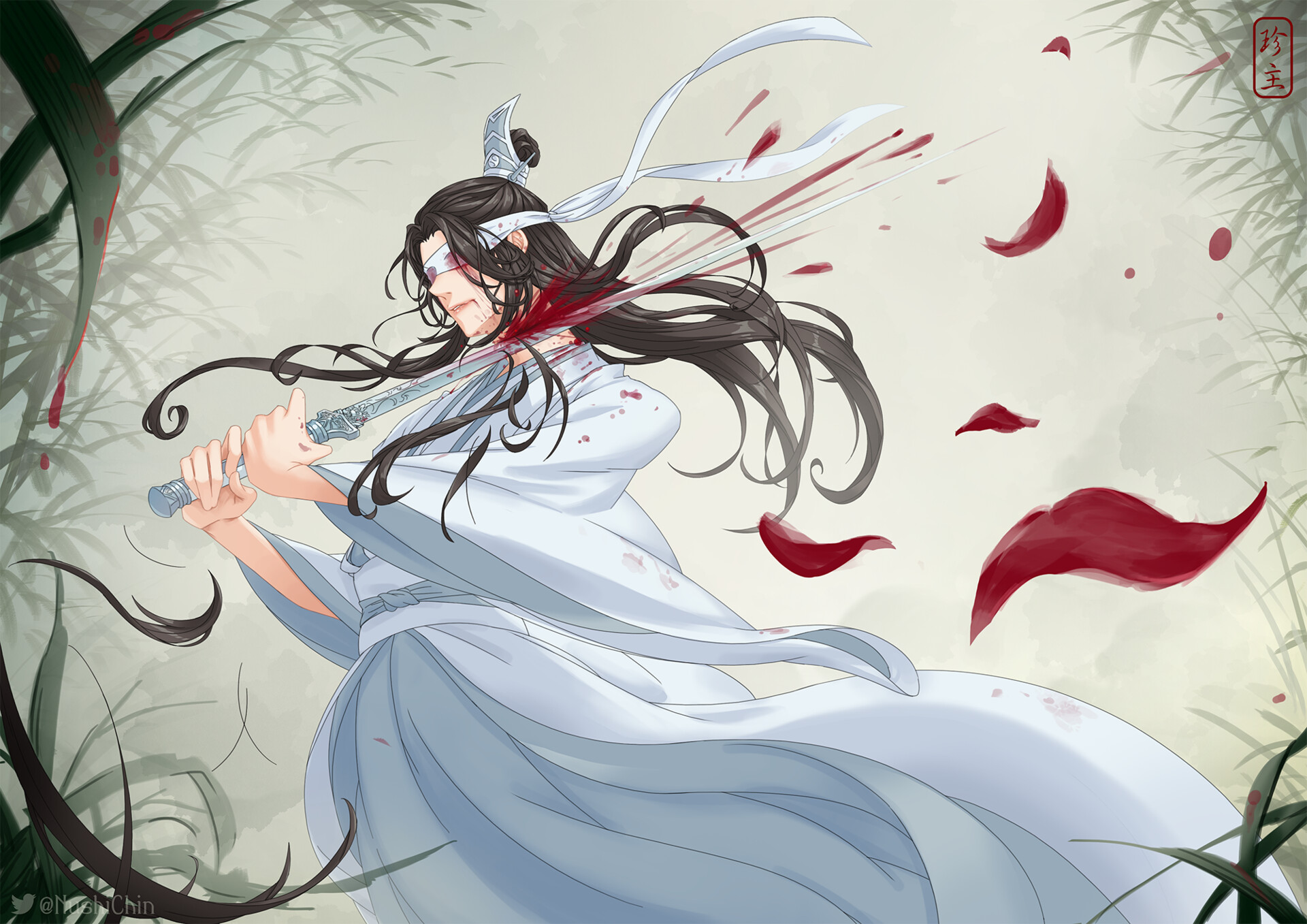 Xiao Xingchen from Mo Dao Zu Shi covered in blood HD Wallpaper