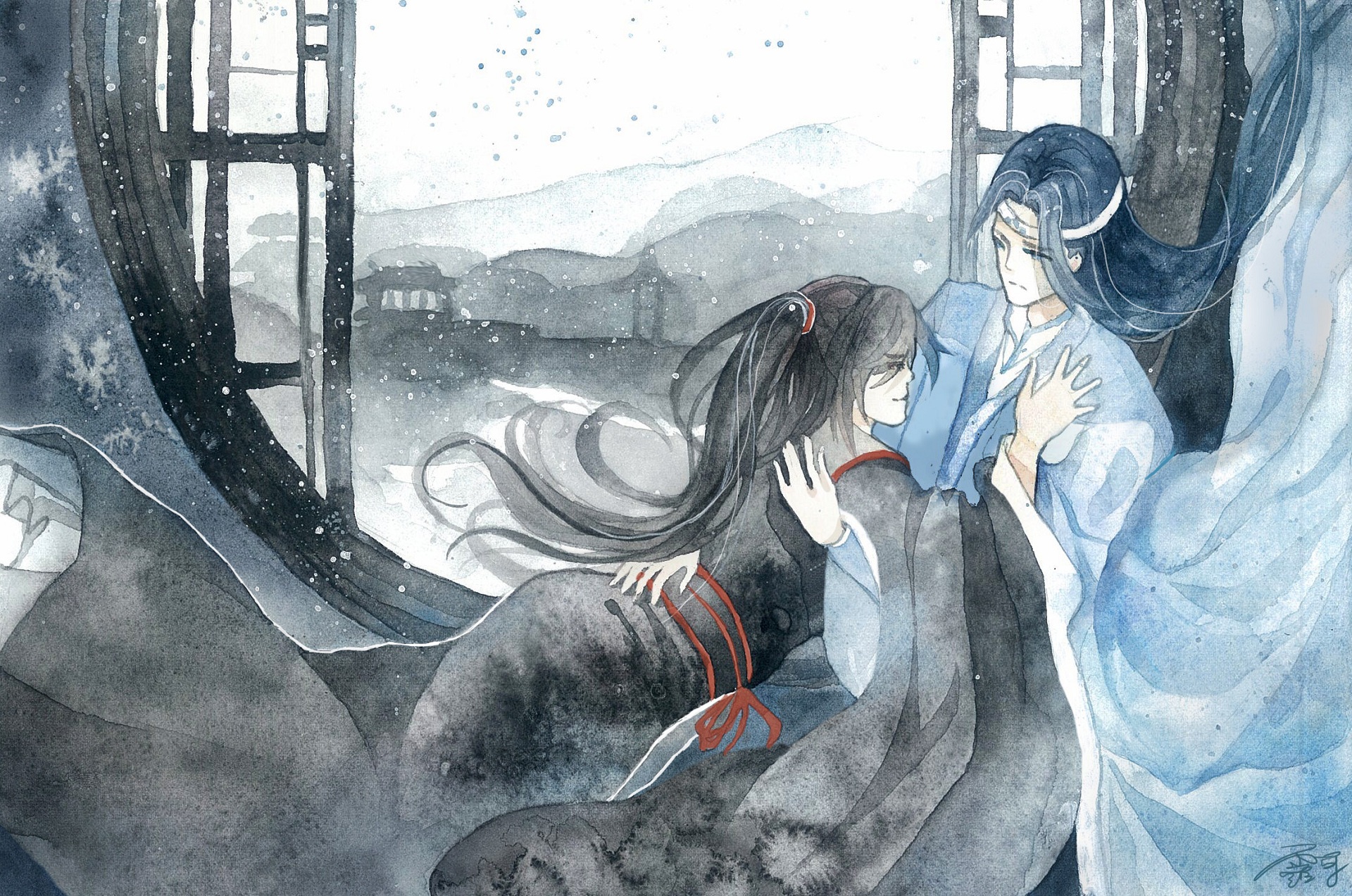 Lan Zhan and Wei Wuxian from Mo Dao Zu Shi HD Wallpaper