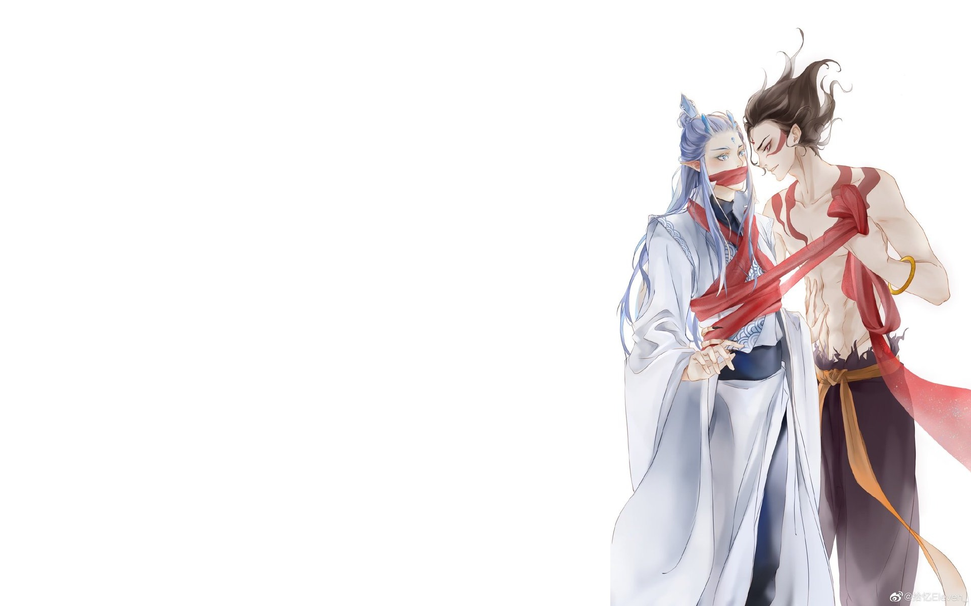 Two men in traditional Chinese clothing HD Wallpaper