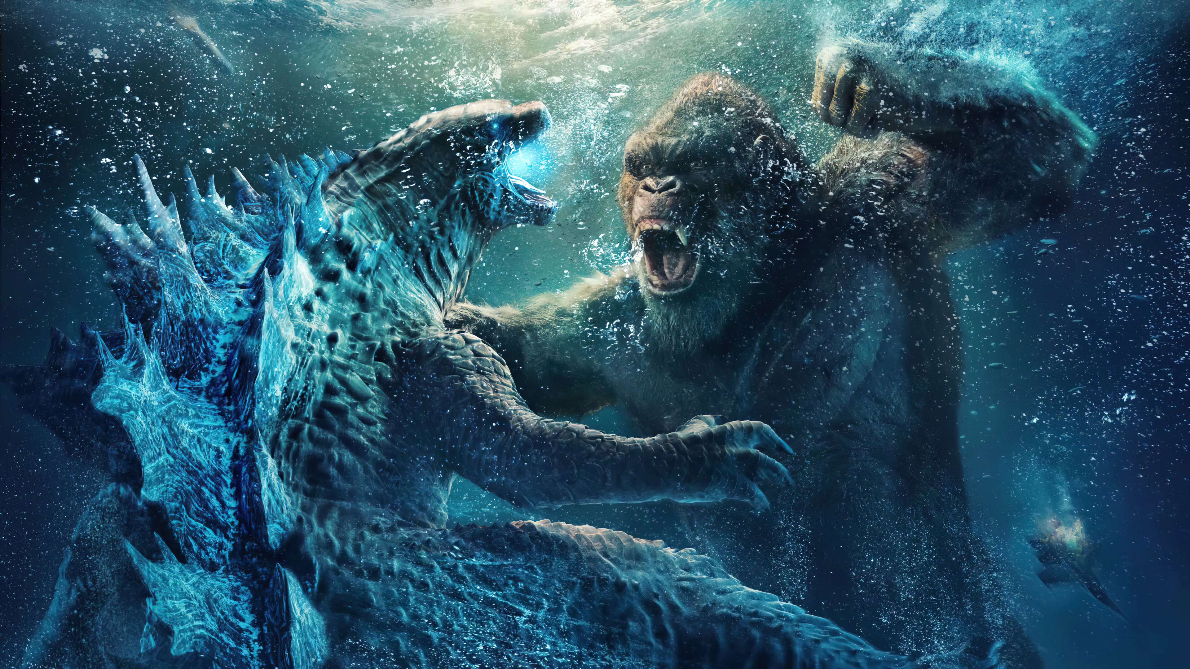 King Kong vs Godzilla Underwater Battle 4K HD Wallpaper