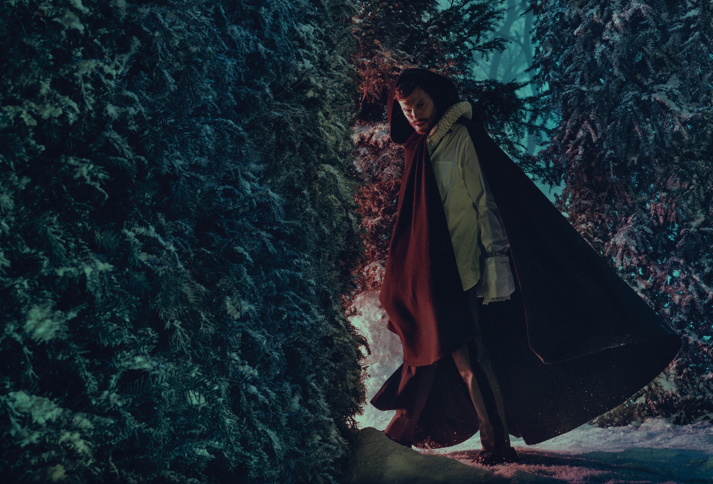 Jamie Dornan in a dark forest HD Wallpaper