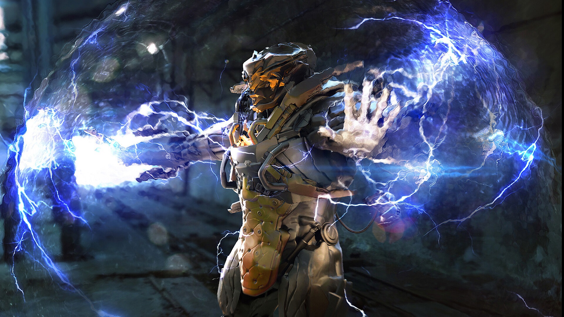 Javelin suit from Anthem generating electricity HD Wallpaper