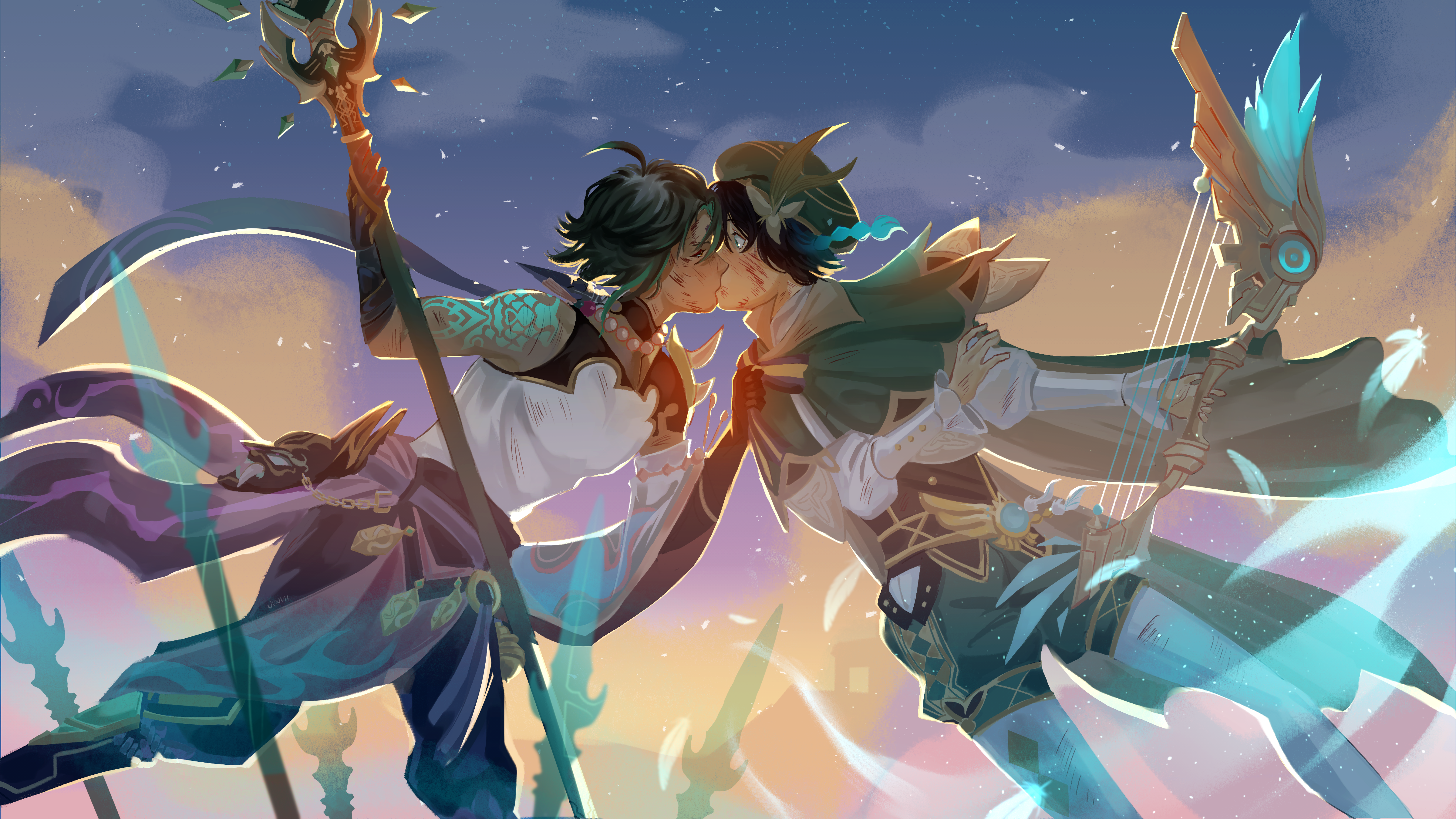 Xiao and Venti Genshin Impact 4K Art HD Wallpaper