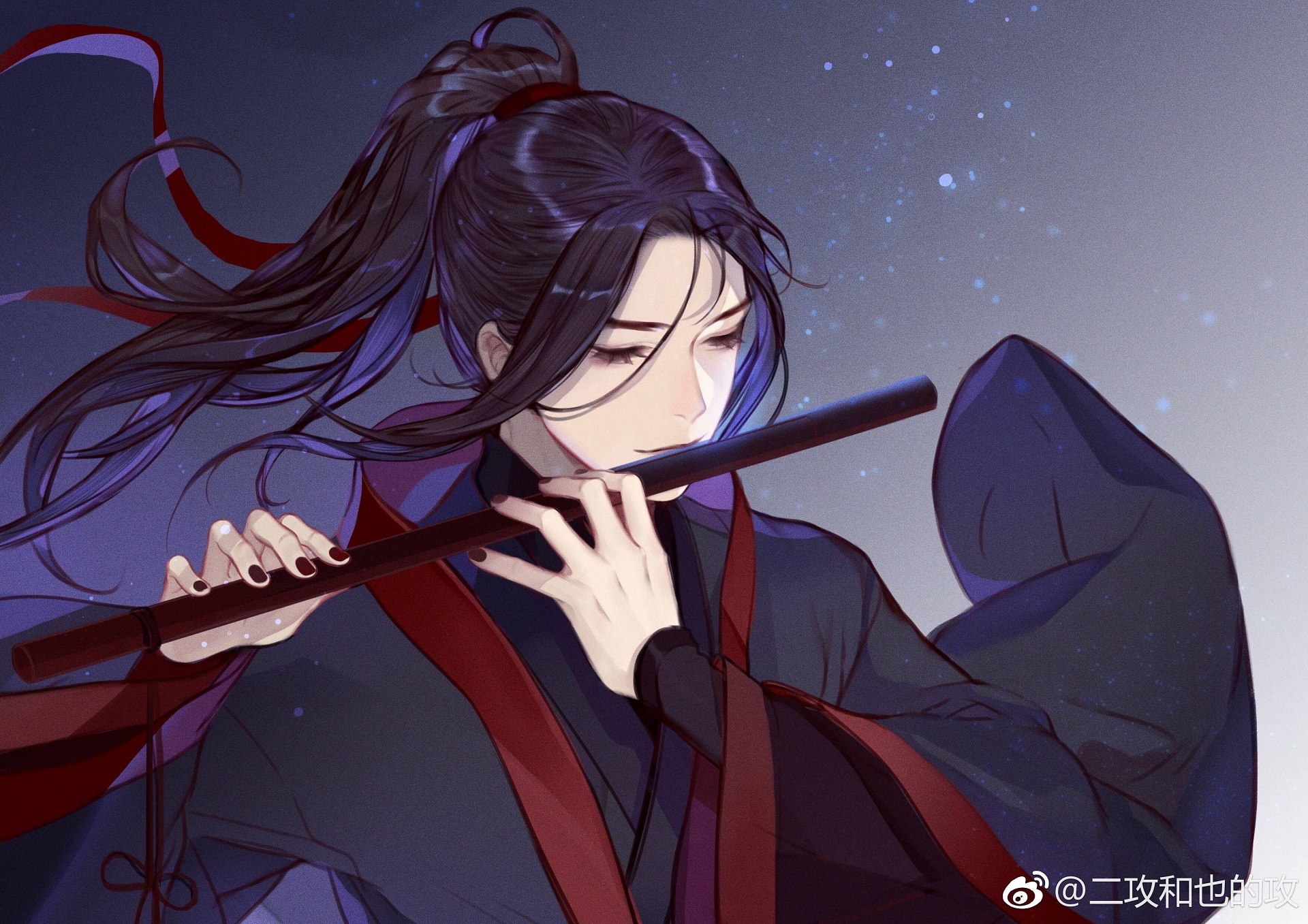 Wei Wuxian from Mo Dao Zu Shi playing flute HD Wallpaper