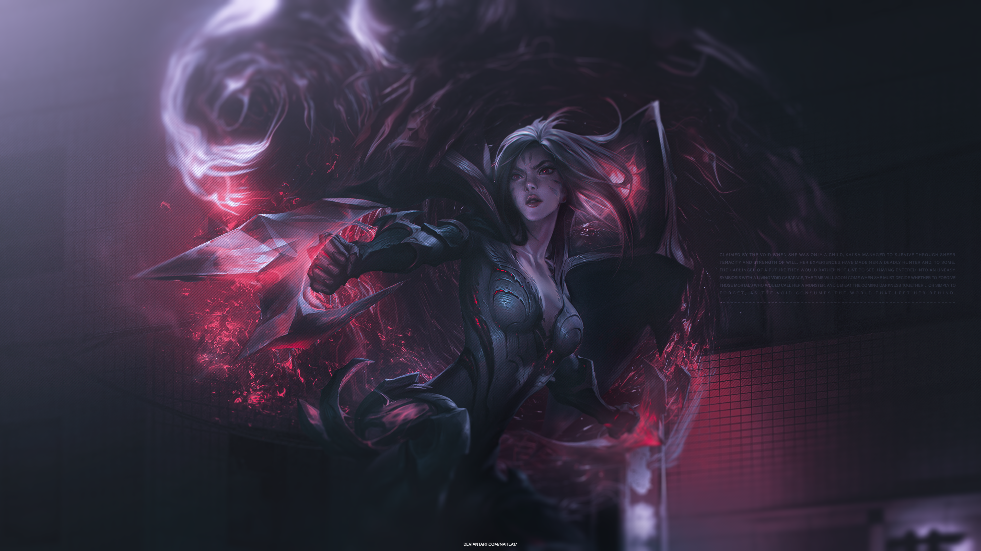 Kai'Sa from League of Legends with red energy HD Wallpaper