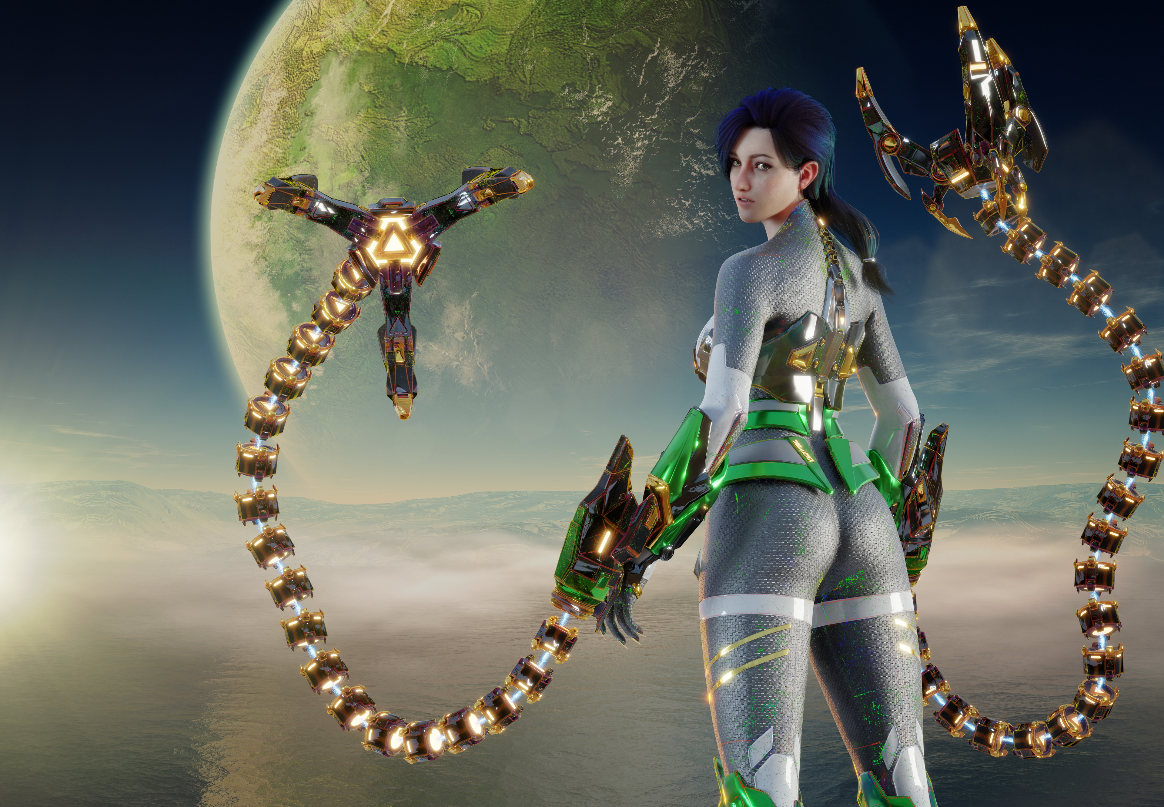 Sci Fi Woman Warrior 4K HD Wallpaper