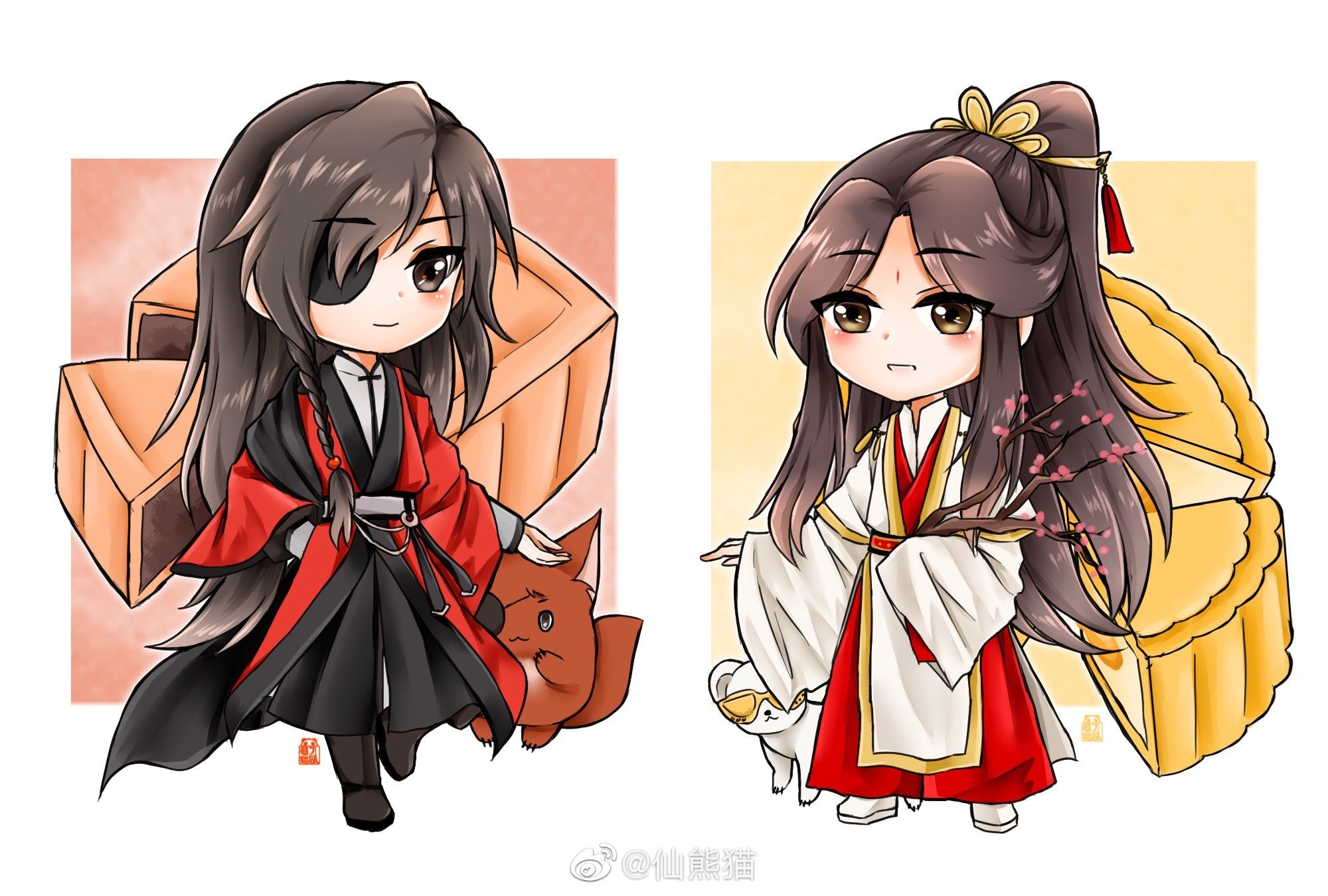 Heaven Officials Blessing Chibi Characters HD Wallpaper