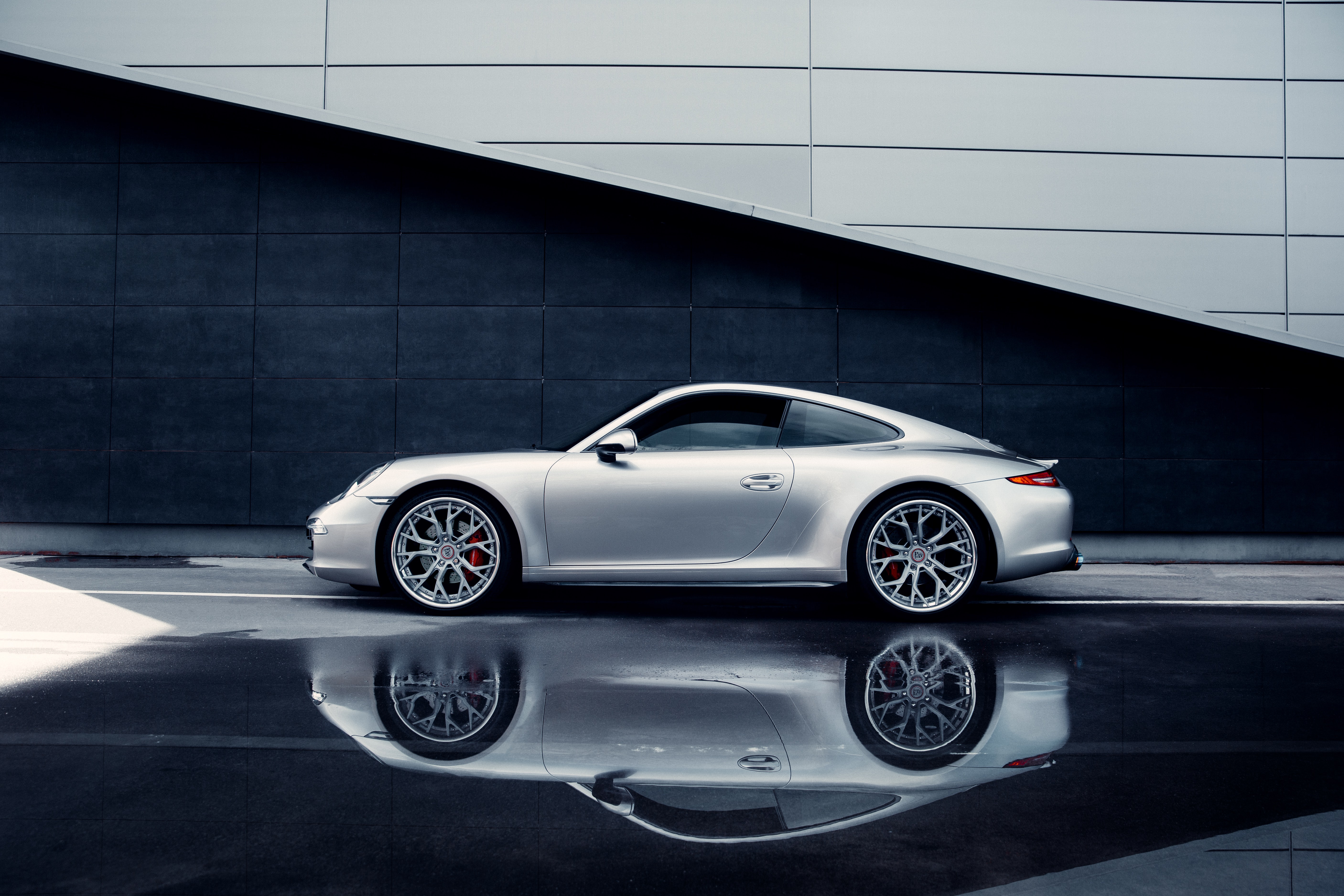 Silver Porsche 911 Carrera S with Reflection HD Wallpaper